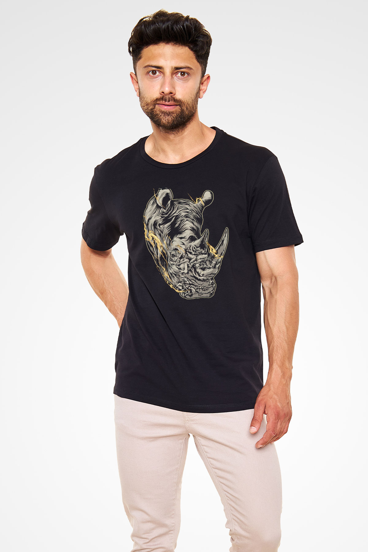 Gergedan Siyah Unisex Tişört T-Shirt - TişörtFabrikası