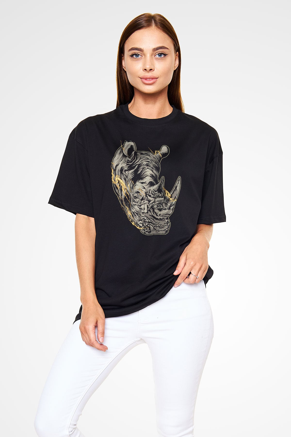 Gergedan Siyah Oversize Tişört Oversize T-shirt - TişörtFabrikası