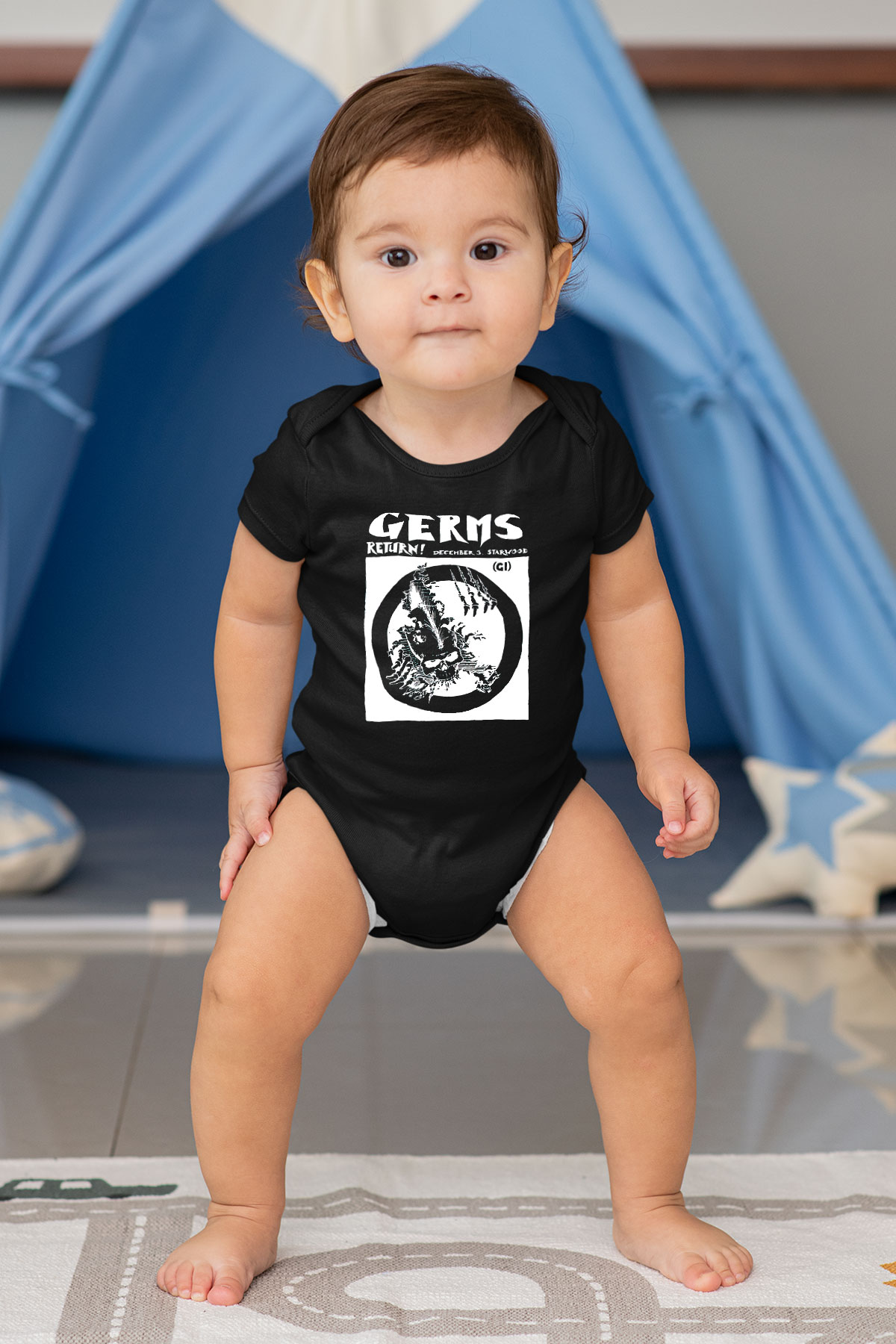 Germs Baskılı Siyah Bebek Body - Zıbın