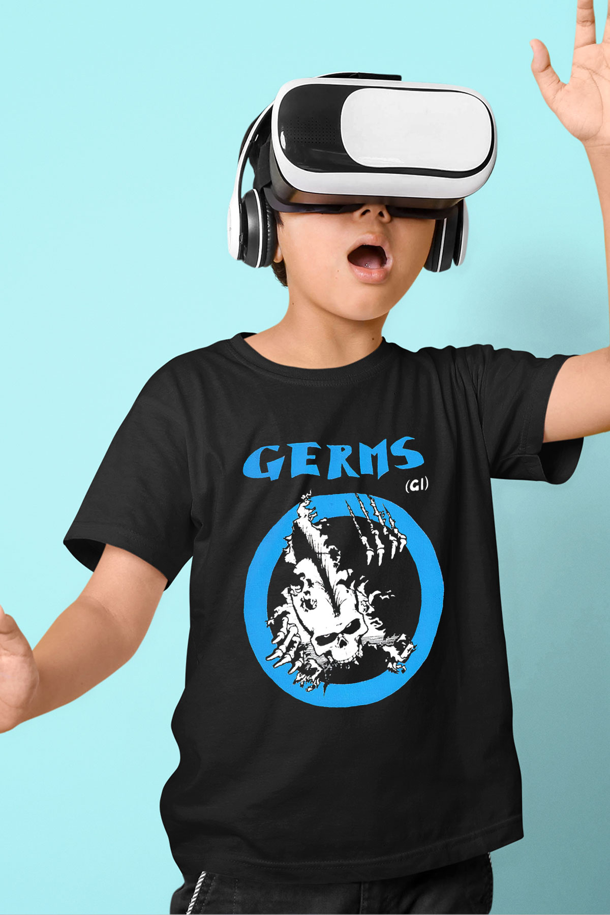 Germs Baskılı Siyah Unisex Çocuk Tişört