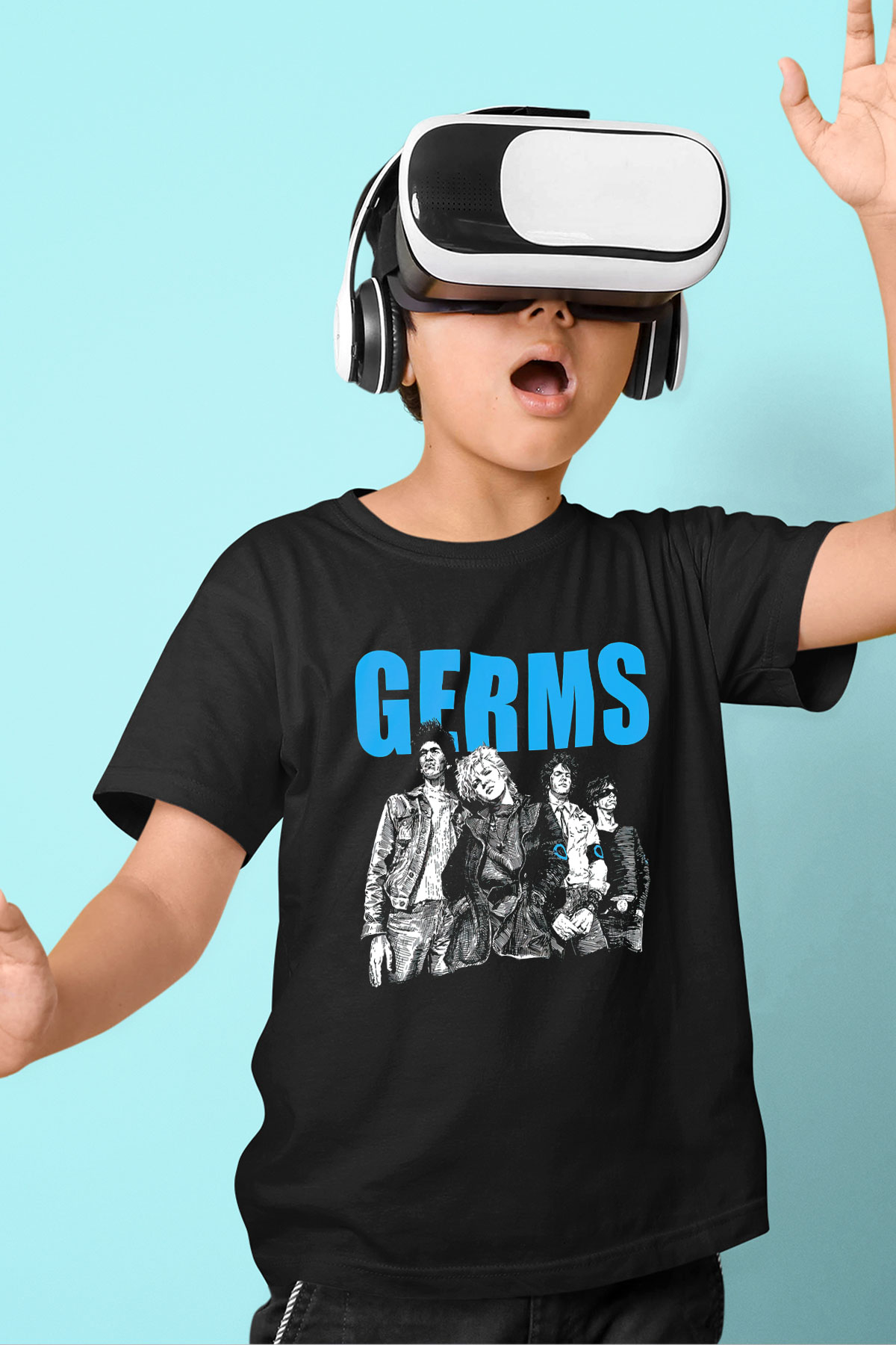 Germs Baskılı Siyah Unisex Çocuk Tişört