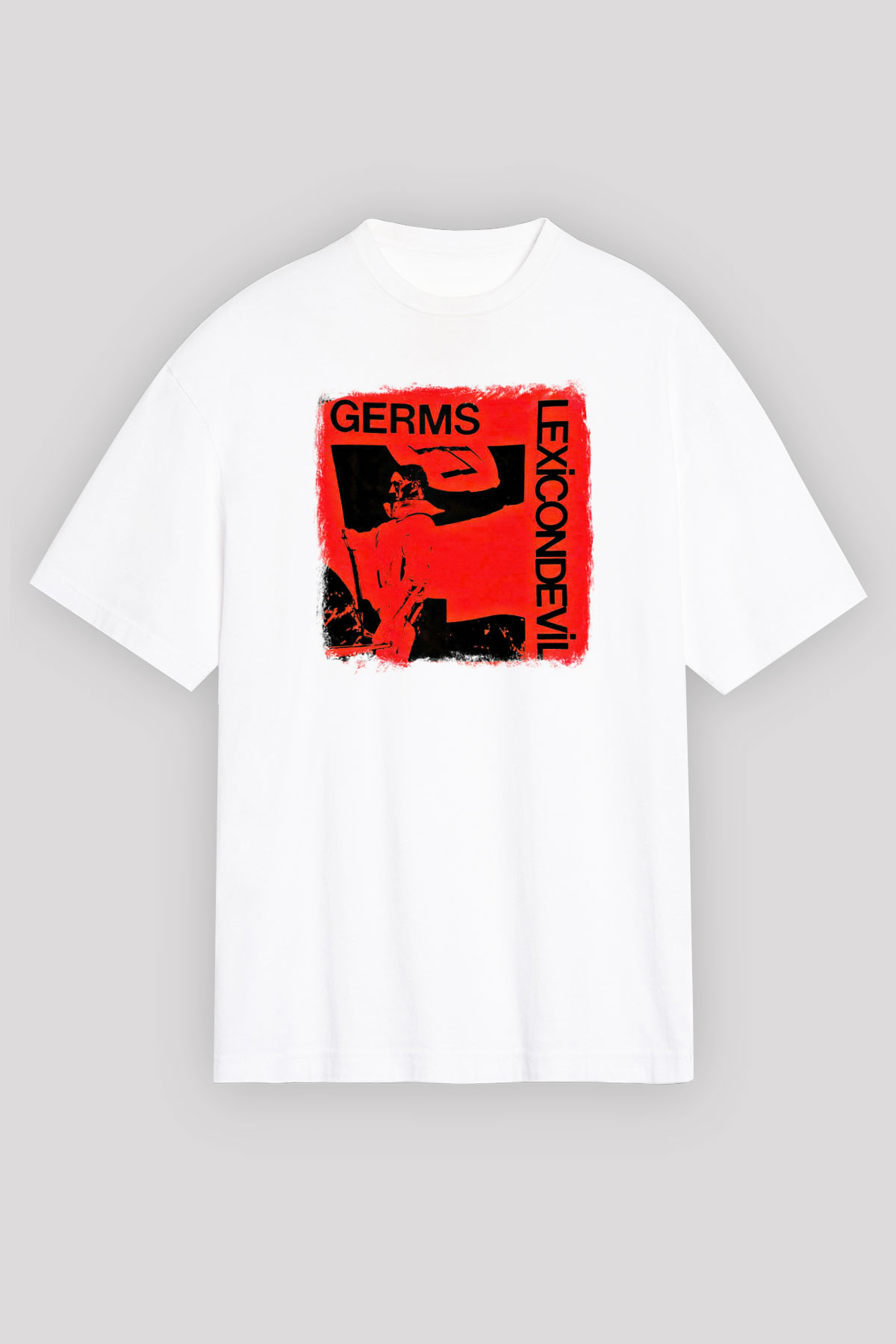 Germs Baskılı Unisex Beyaz Oversize Tişört
