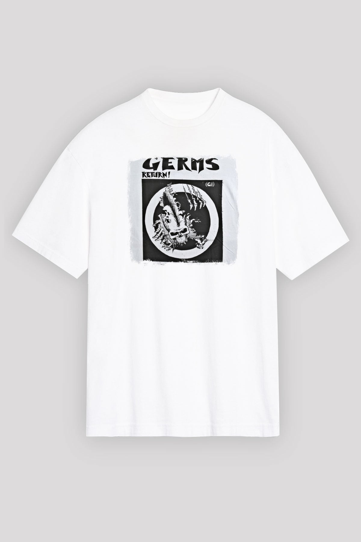 Germs Baskılı Unisex Beyaz Oversize Tişört