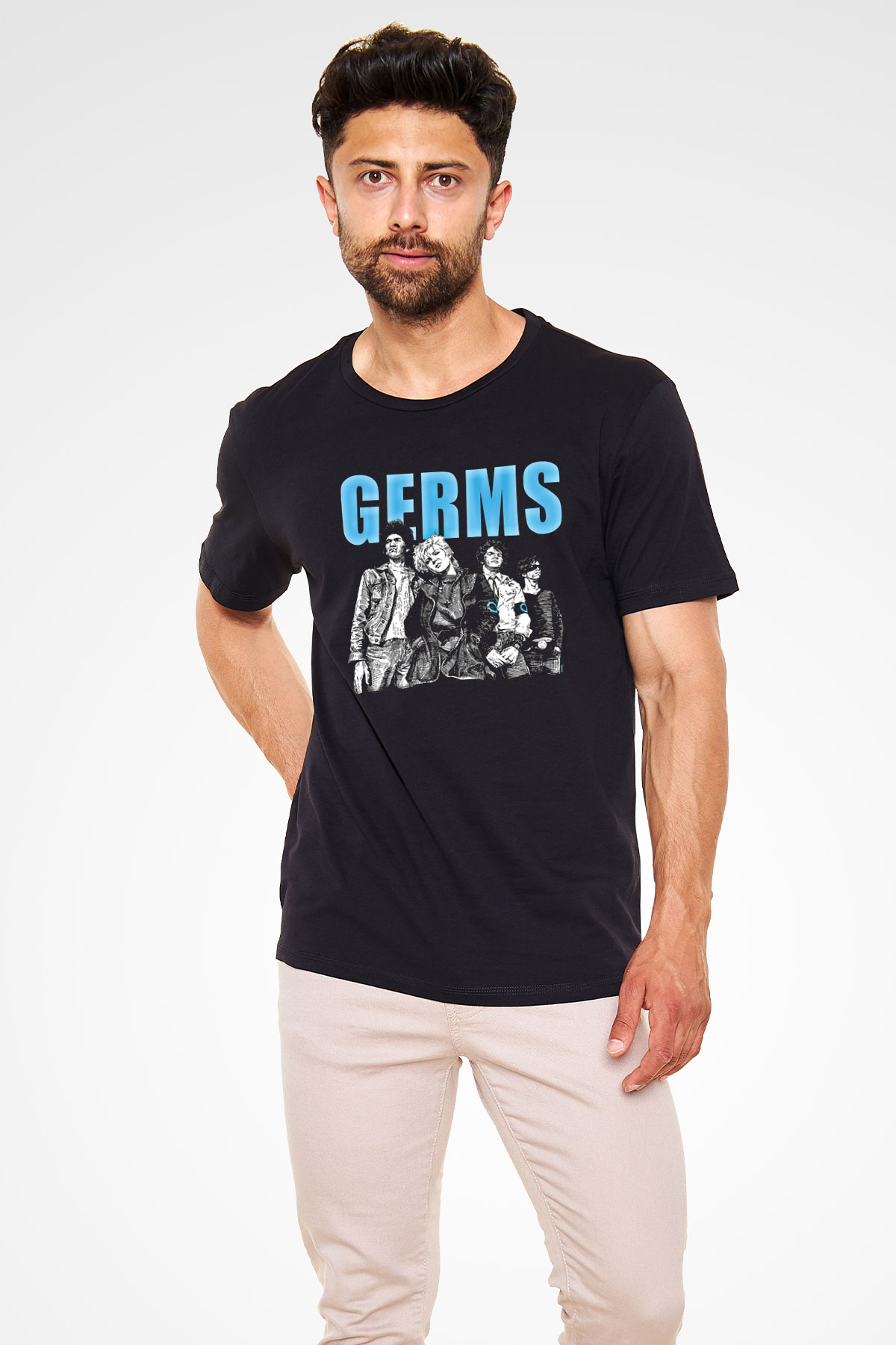Germs Baskılı Unisex Siyah Tişört