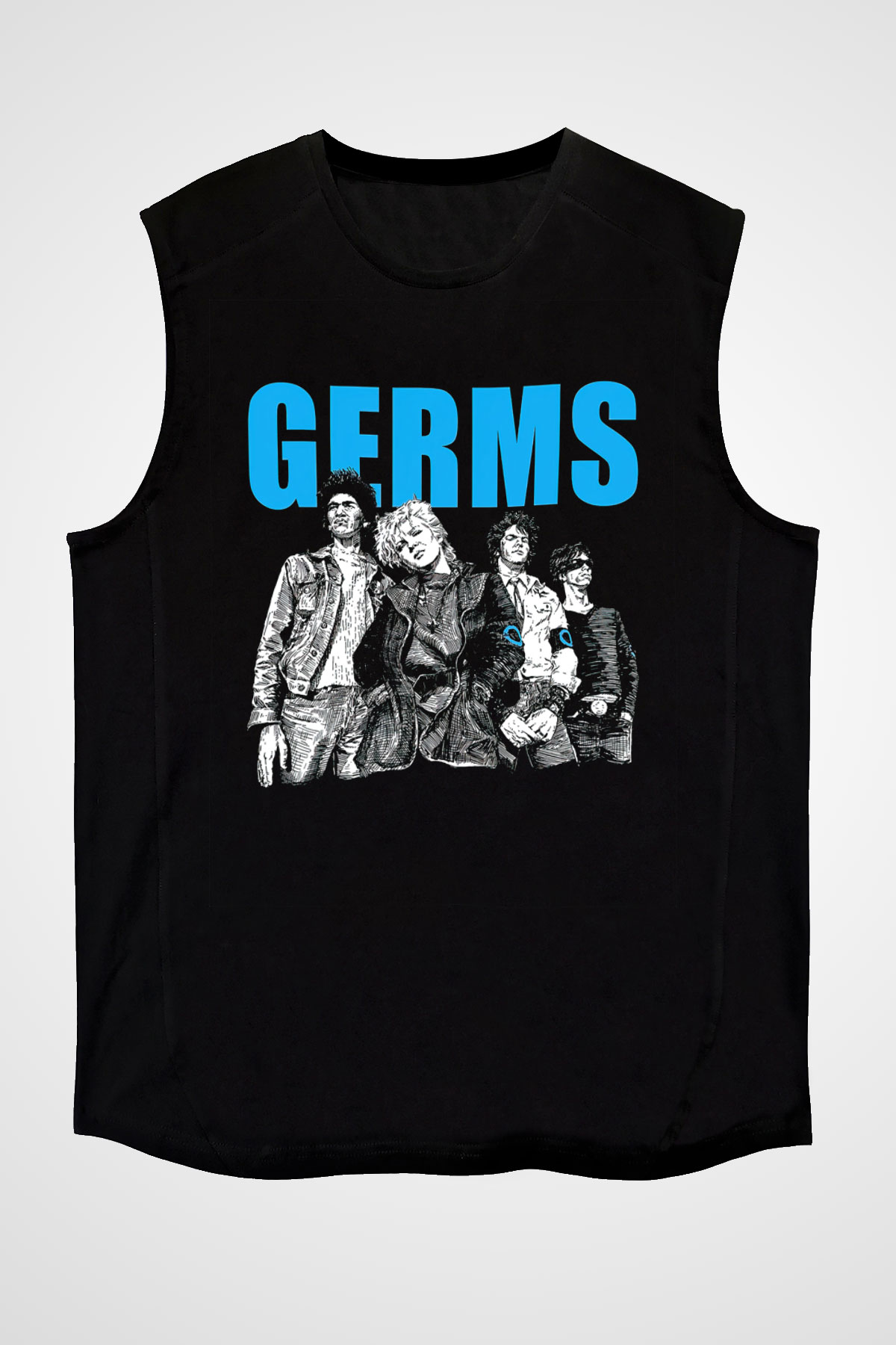 Germs Siyah Unisex Kolsuz Tişört