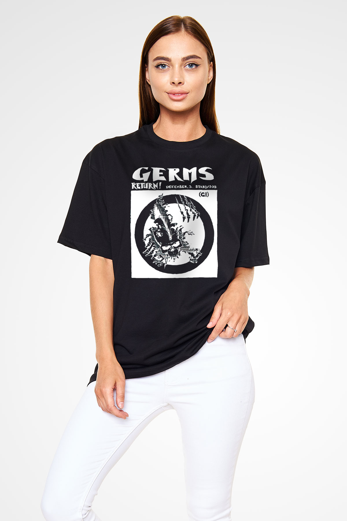 Germs Siyah Unisex Oversize Tişört T-Shirt