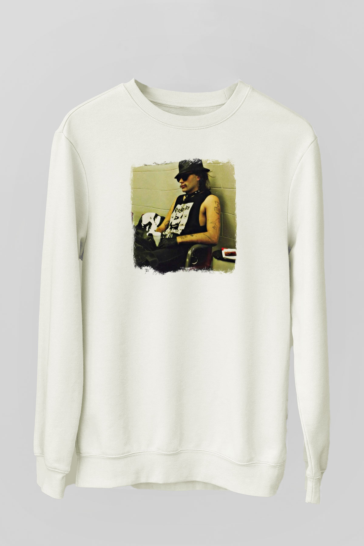 GG Allin Baskılı Unisex Beyaz Sweatshirt