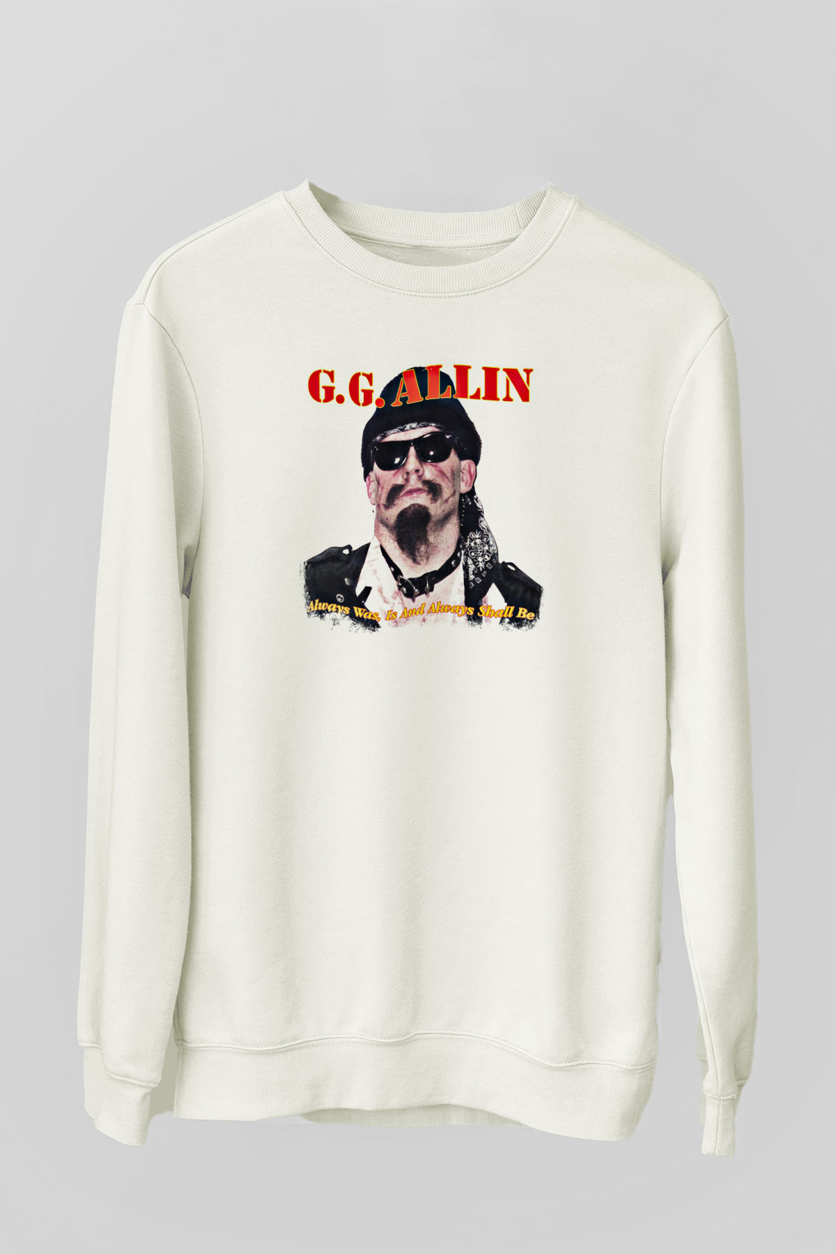 GG Allin Baskılı Unisex Beyaz Sweatshirt