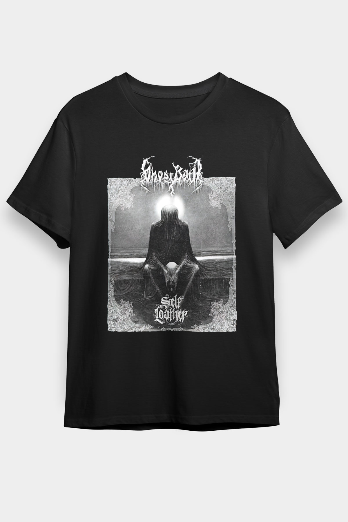 Ghost Bath Baskılı Unisex Siyah Tişört - Tshirt