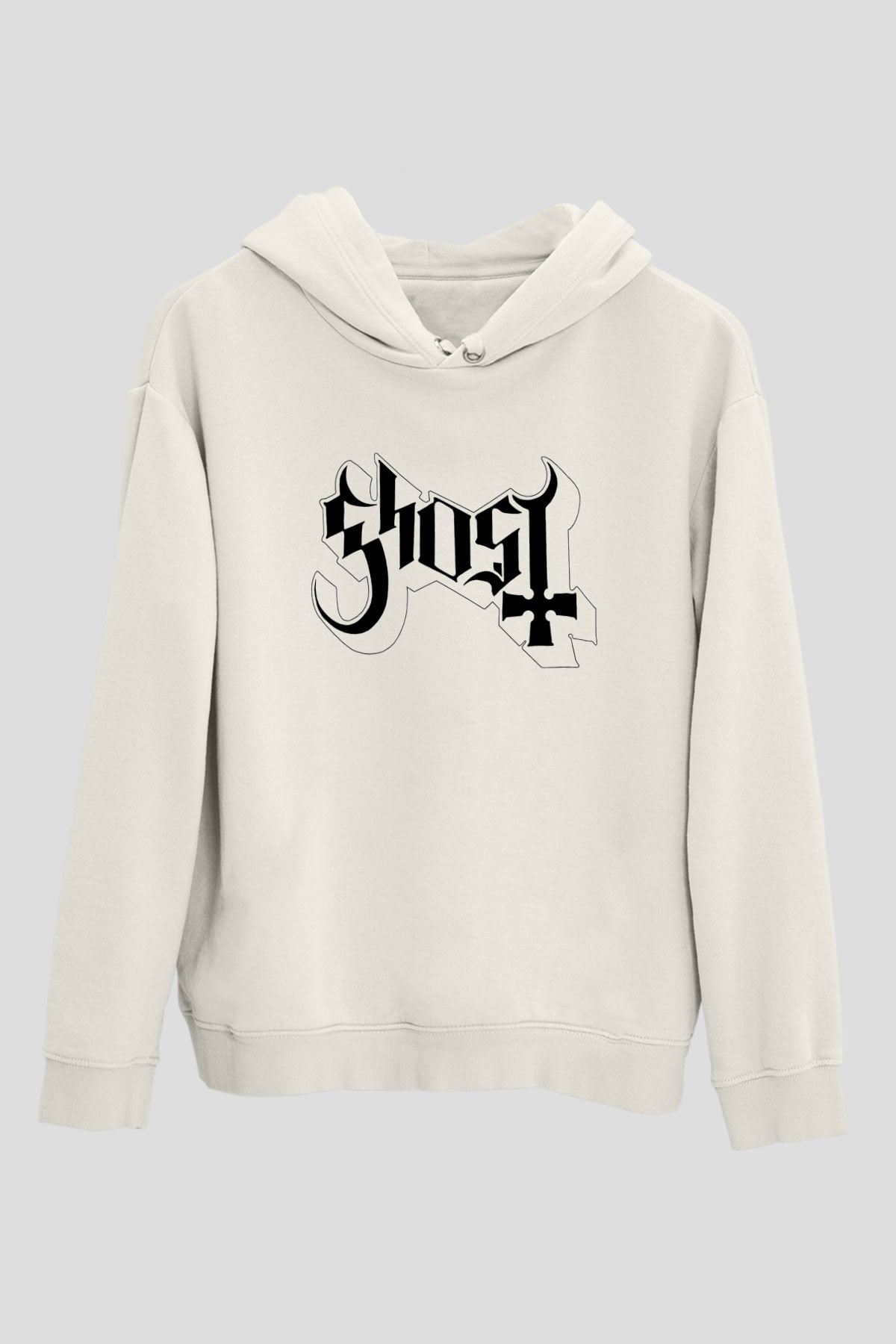 Ghost Beyaz Unisex Kapşonlu Sweatshirt
