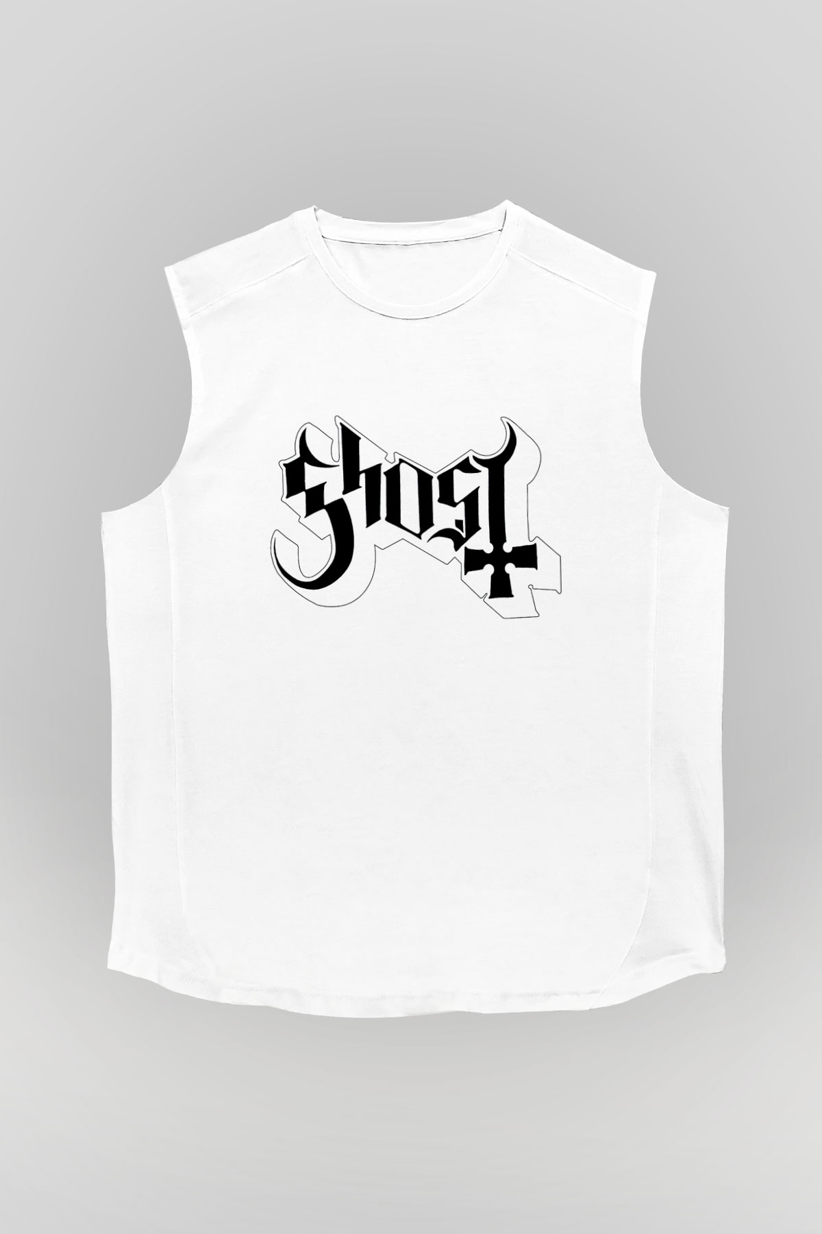 Ghost Beyaz Unisex Kolsuz Tişört