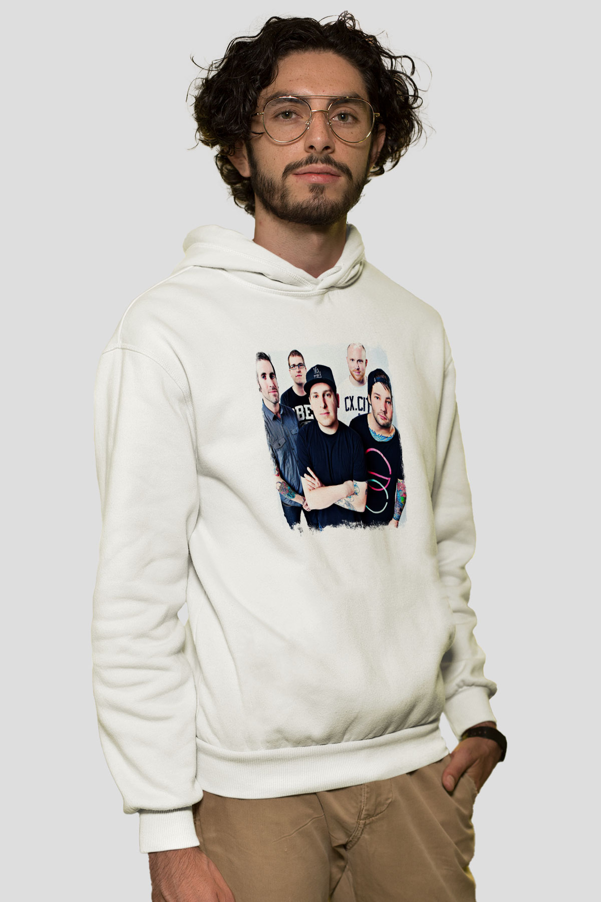 Ghost Inside Baskılı Unisex Beyaz Hoodie