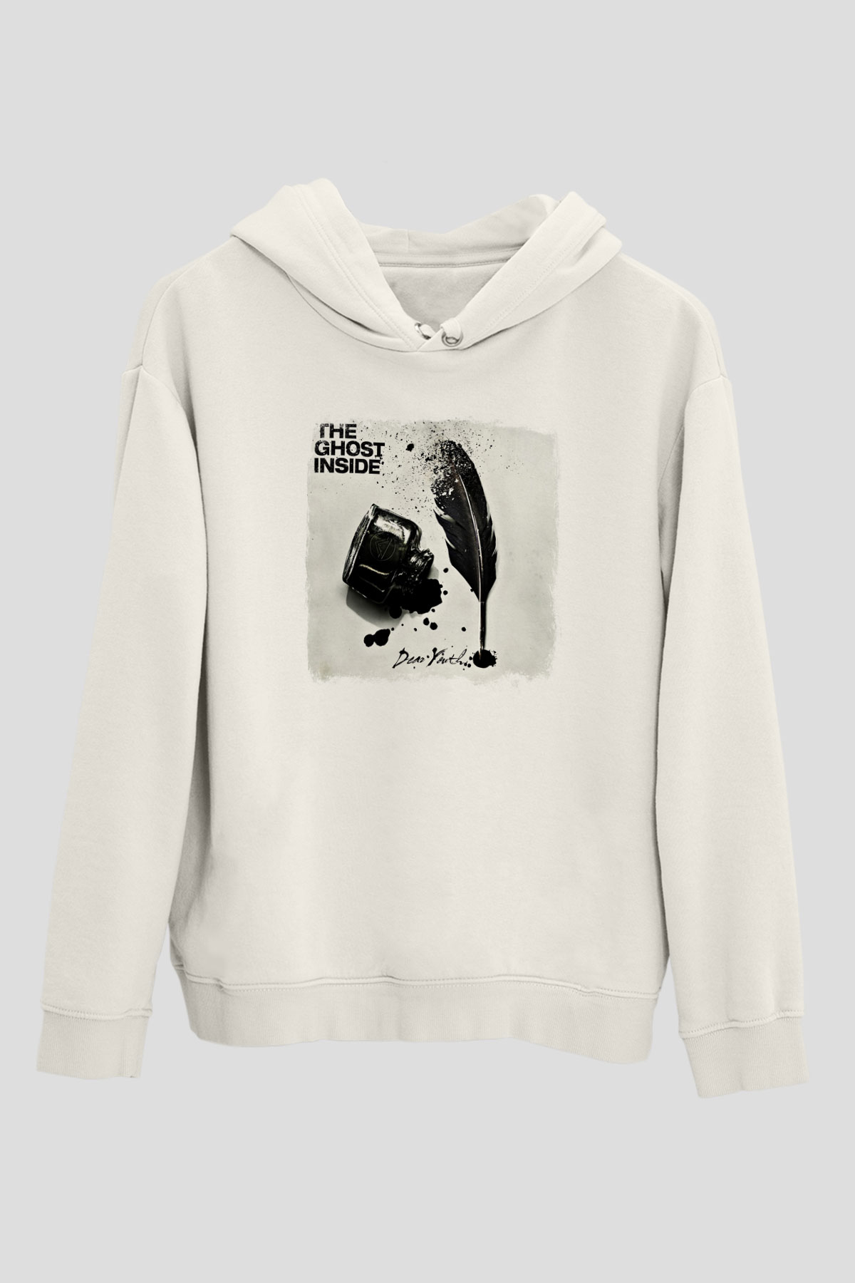 Ghost Inside Baskılı Unisex Beyaz Hoodie