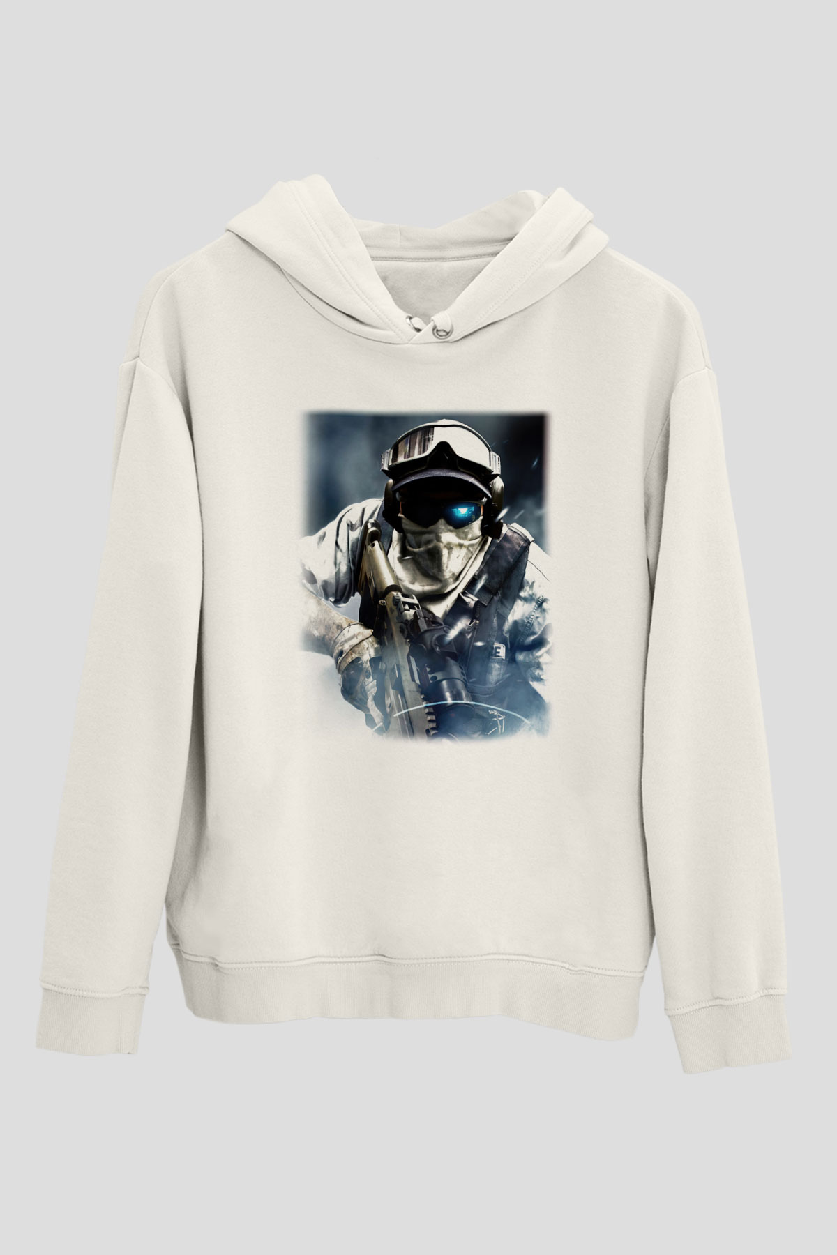 Ghost Recon Beyaz Unisex Kapşonlu Sweatshirt