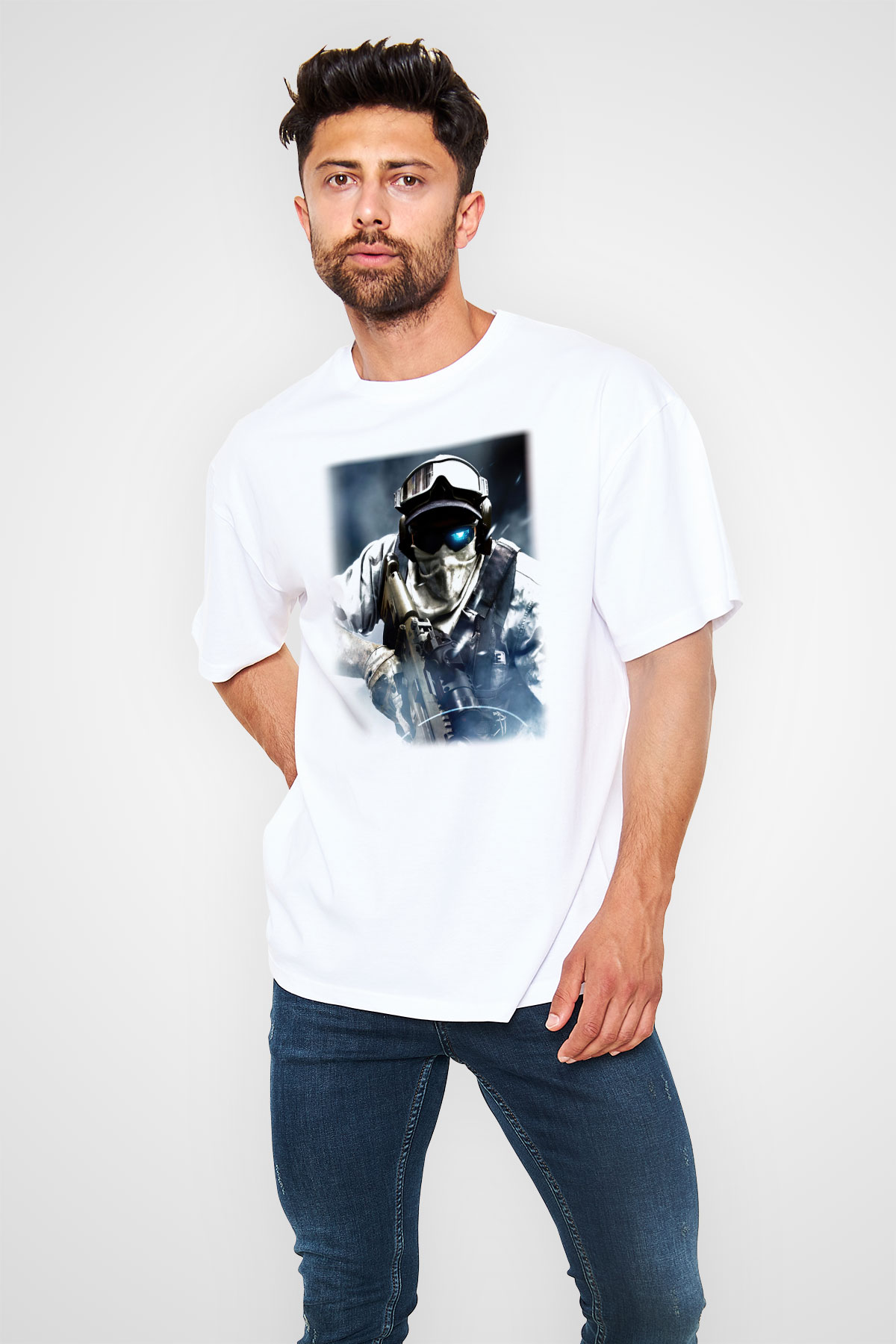Ghost Recon Beyaz Unisex Oversize Tişört T-Shirt