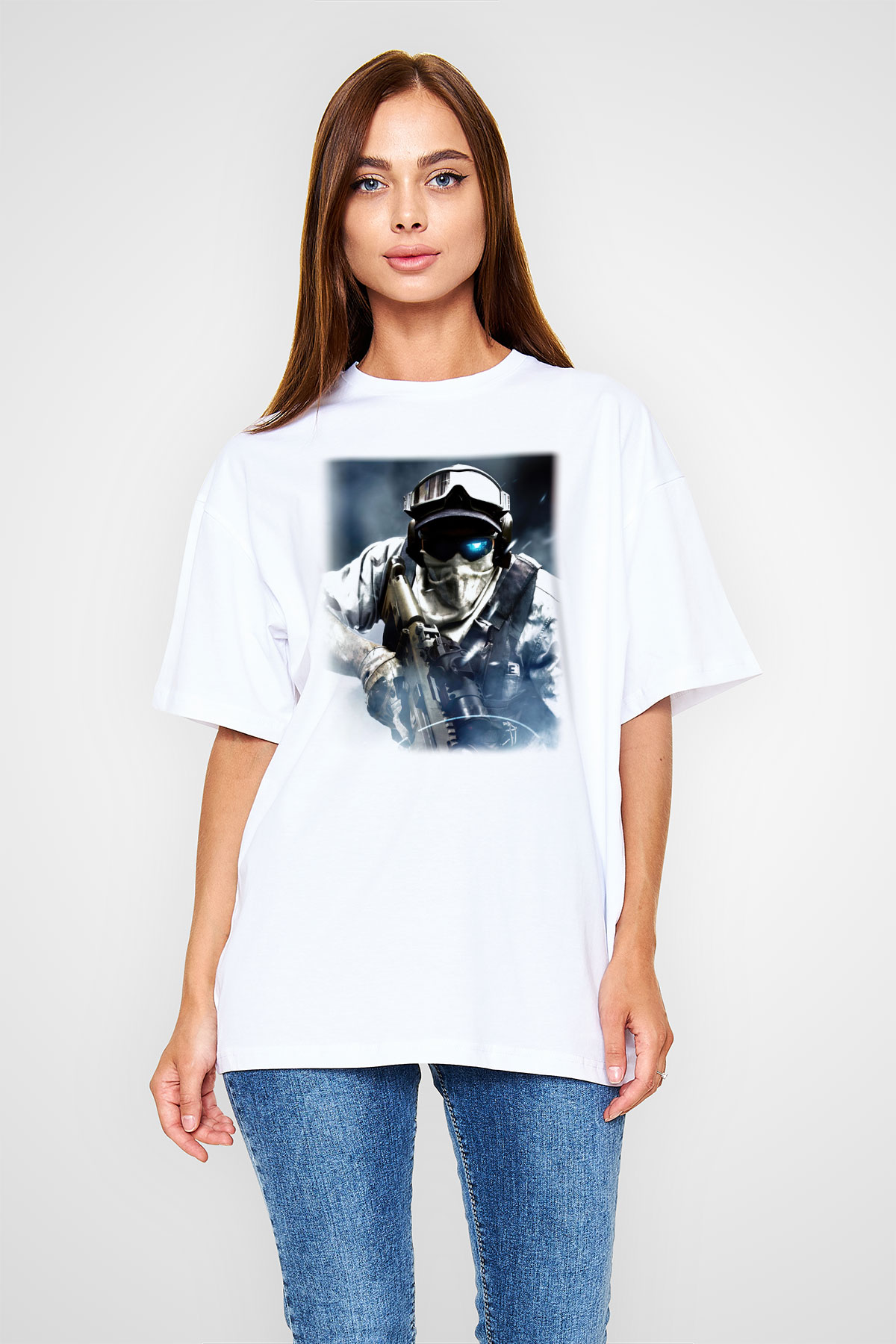 Ghost Recon Beyaz Unisex Oversize Tişört T-Shirt
