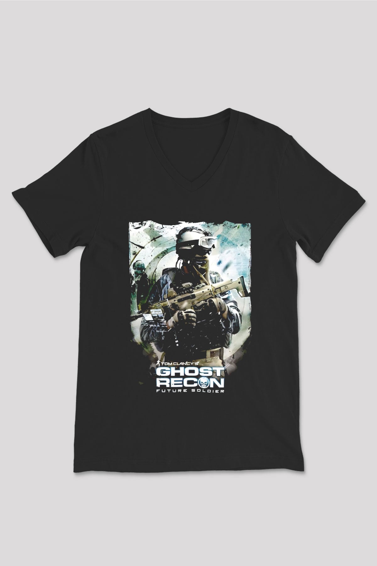 Ghost Recon Siyah Unisex V Yaka Tişört