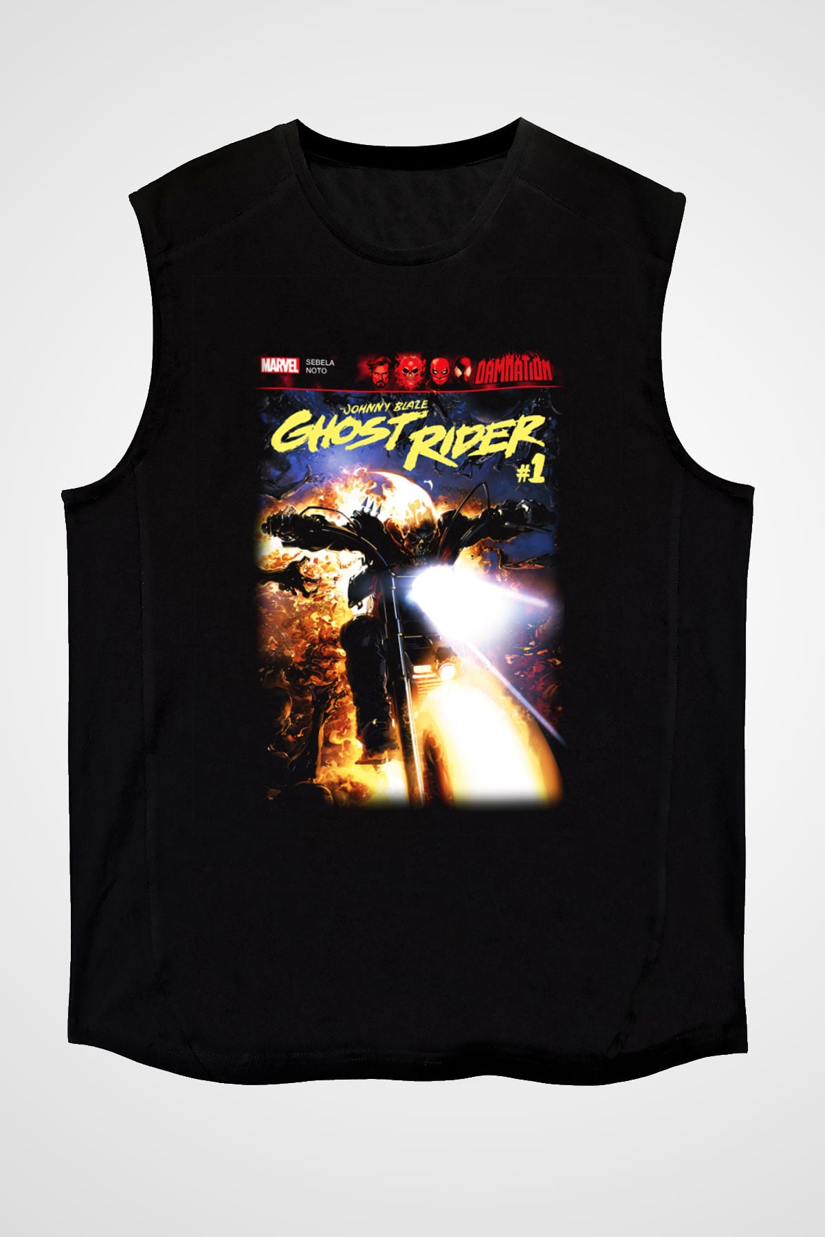 Ghost Rider Hayalet Sürücü Siyah Unisex Kolsuz Tişört