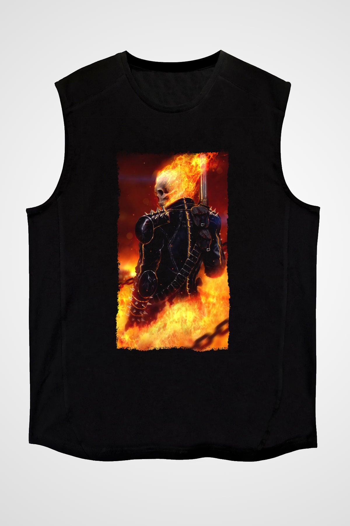 Ghost Rider Hayalet Sürücü Siyah Unisex  Kolsuz Tişört