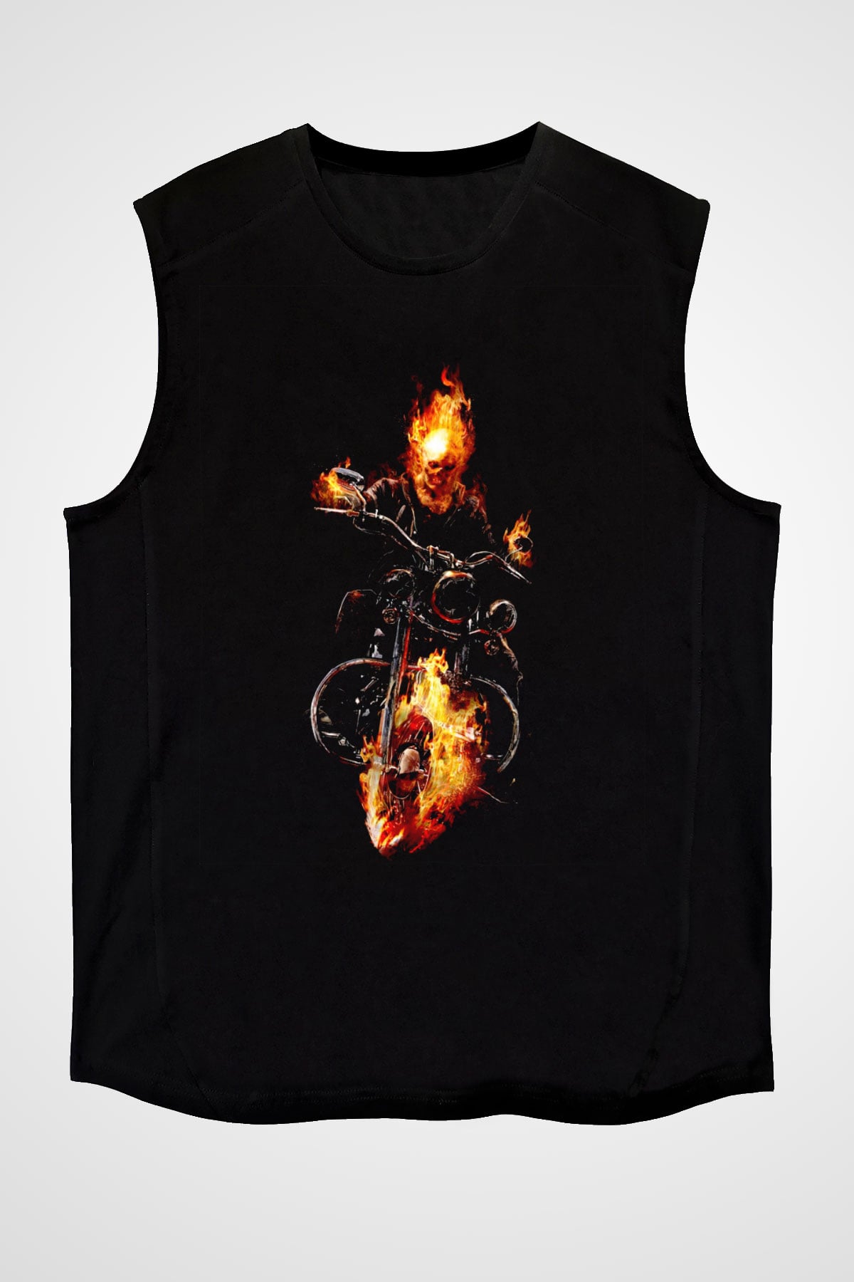 Ghost Rider Hayalet Sürücü Siyah Unisex  Kolsuz Tişört