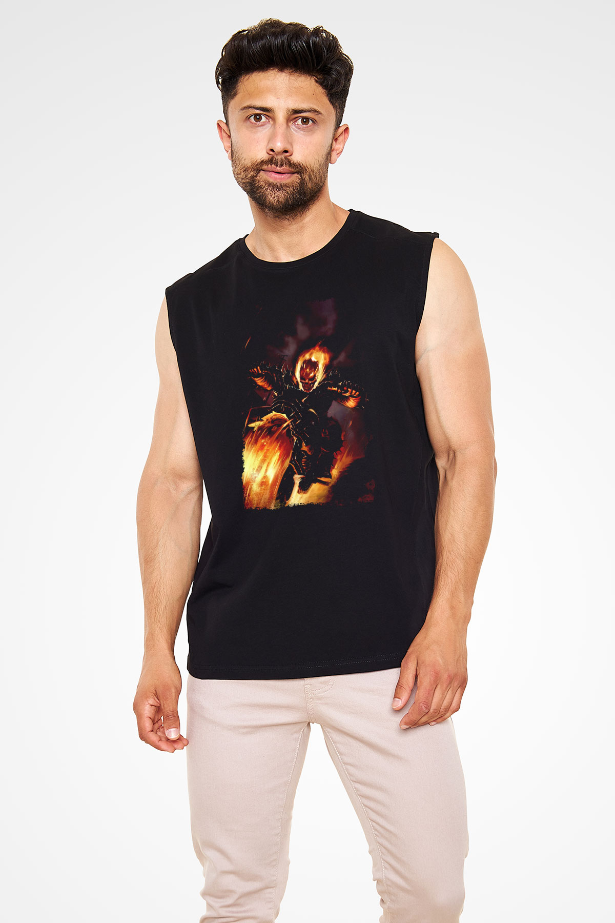 Ghost Rider Hayalet Sürücü Siyah Unisex  Kolsuz Tişört