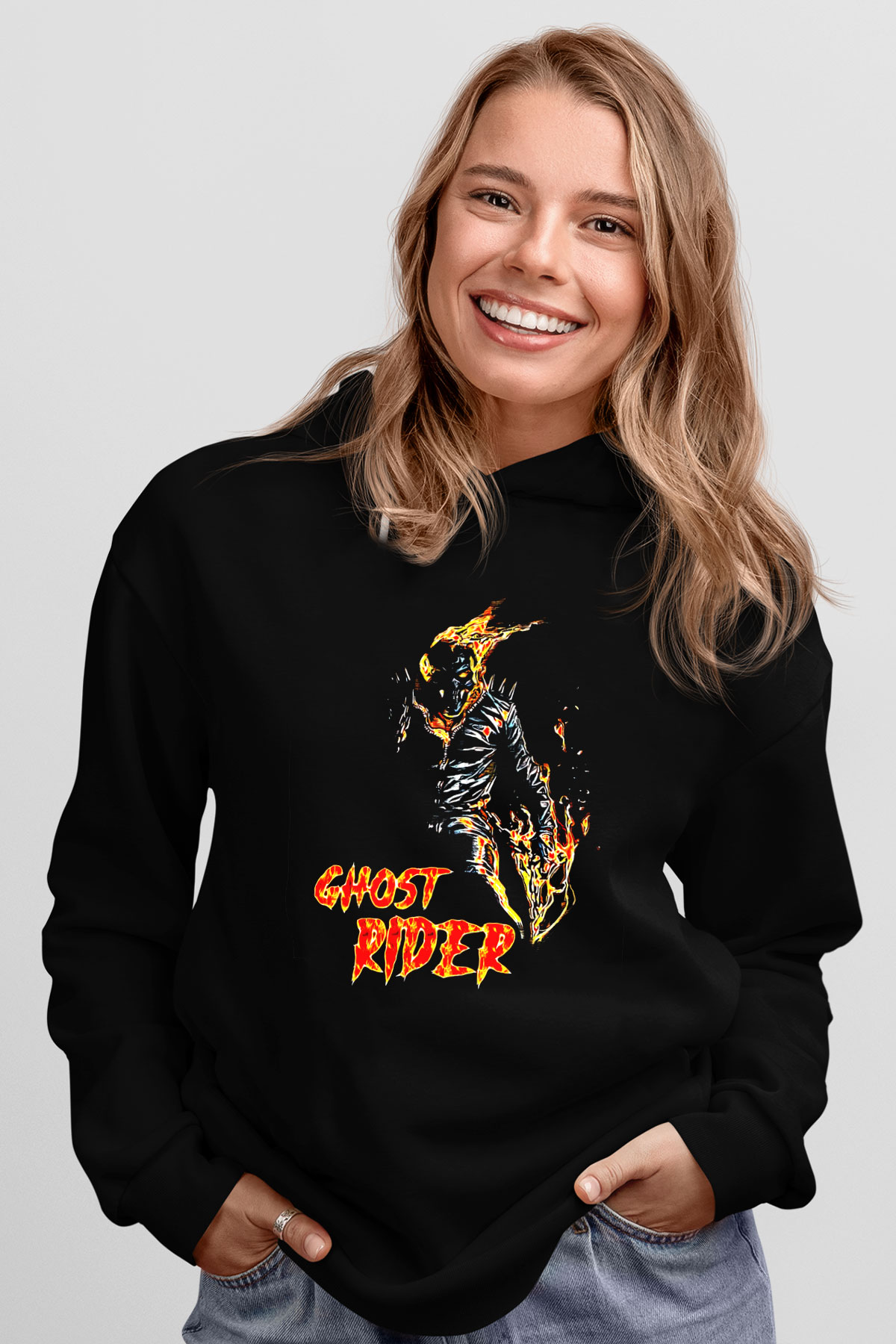 Ghost Rider Hayalet Sürücü Siyah Unisex Hoodie