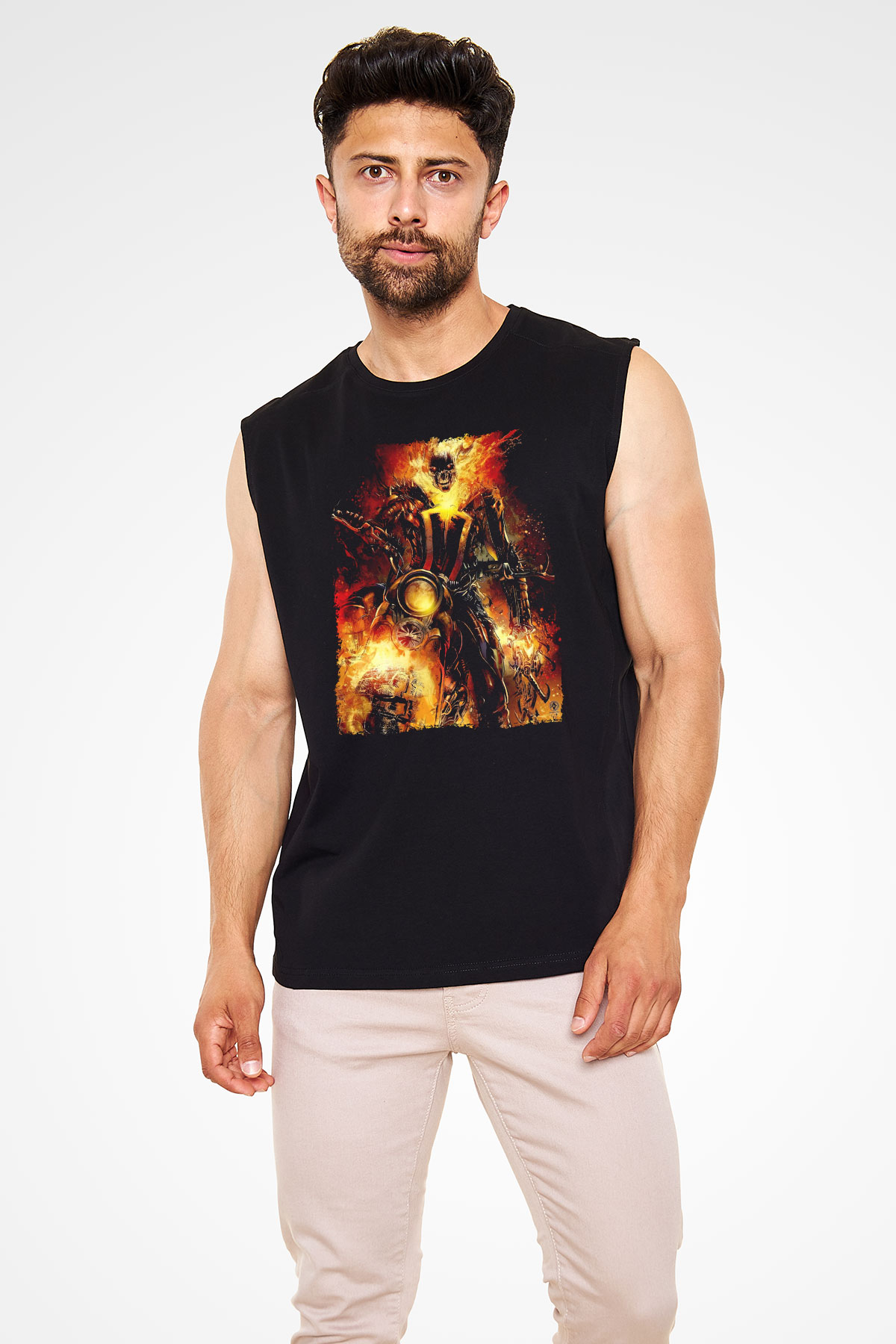 Ghost Rider Hayalet Sürücü Siyah Unisex  Kolsuz Tişört