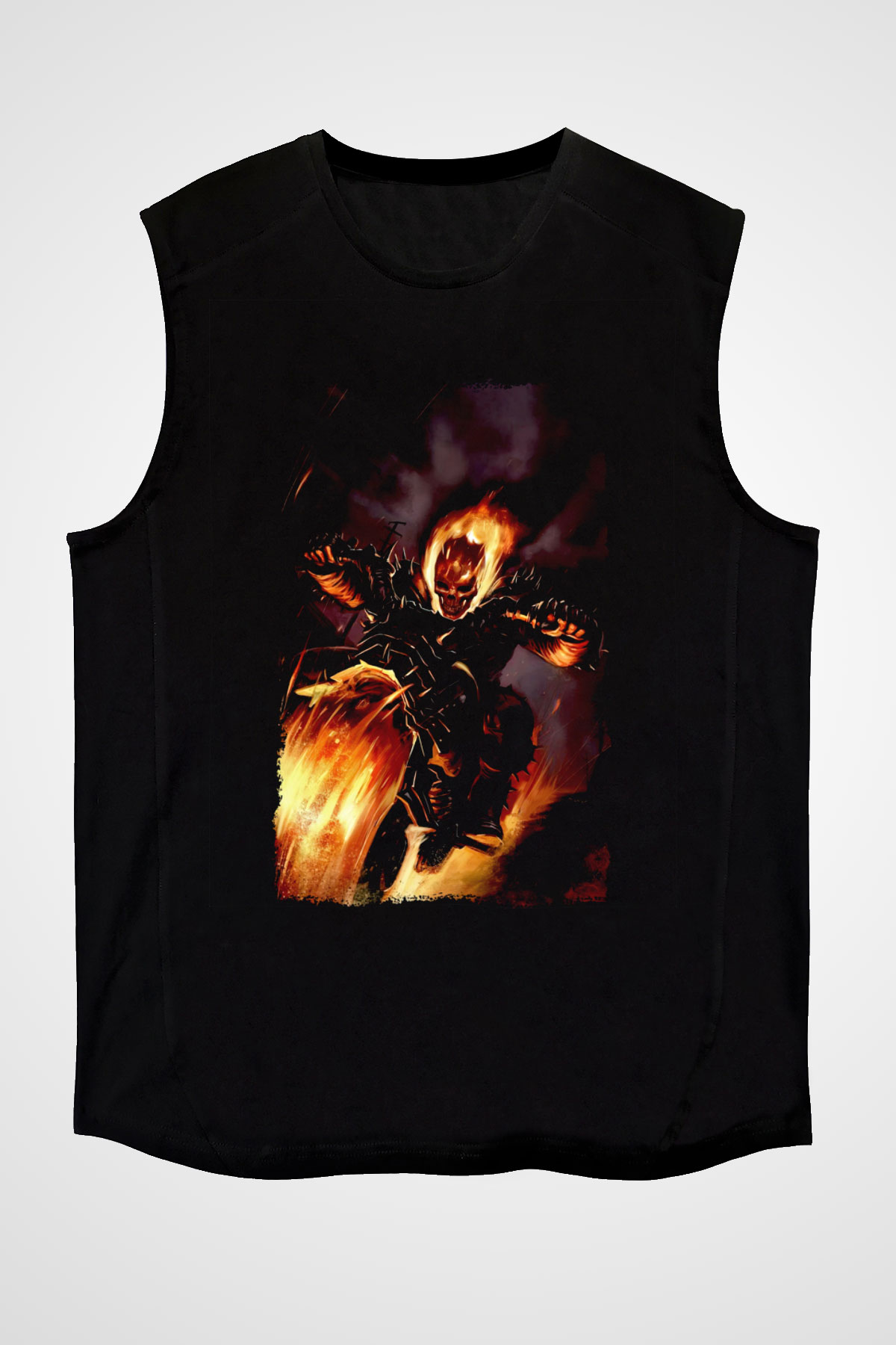 Ghost Rider Hayalet Sürücü Siyah Unisex  Kolsuz Tişört