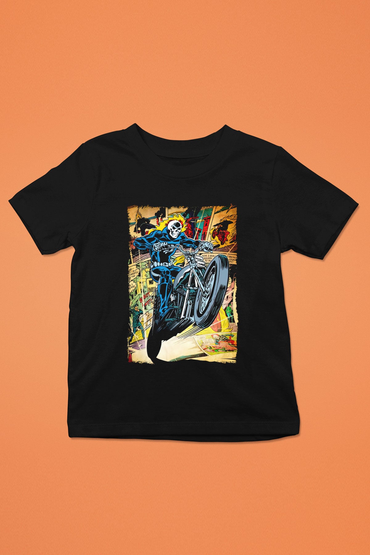 Ghost Rider Hayalet Sürücü Siyah Unisex  Çocuk Tişört
