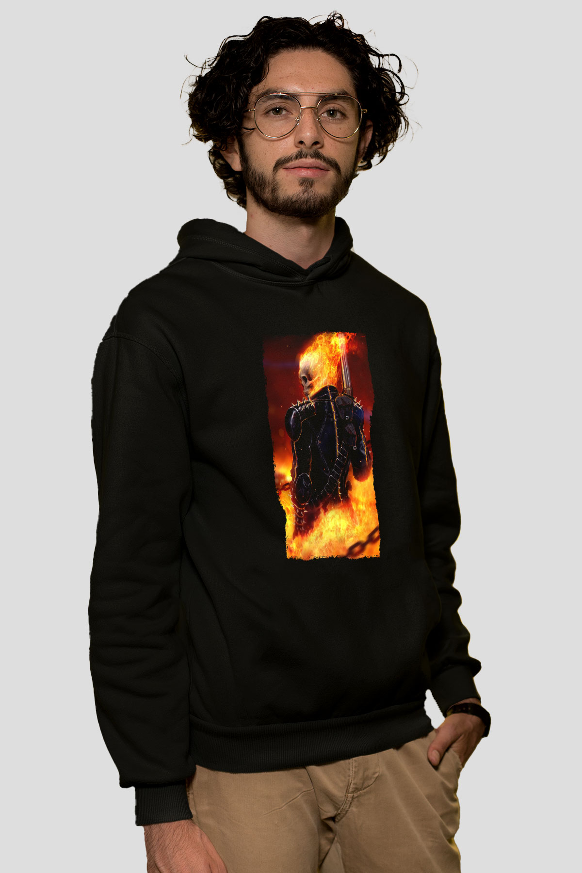 Ghost Rider Hayalet Sürücü Siyah Unisex Hoodie