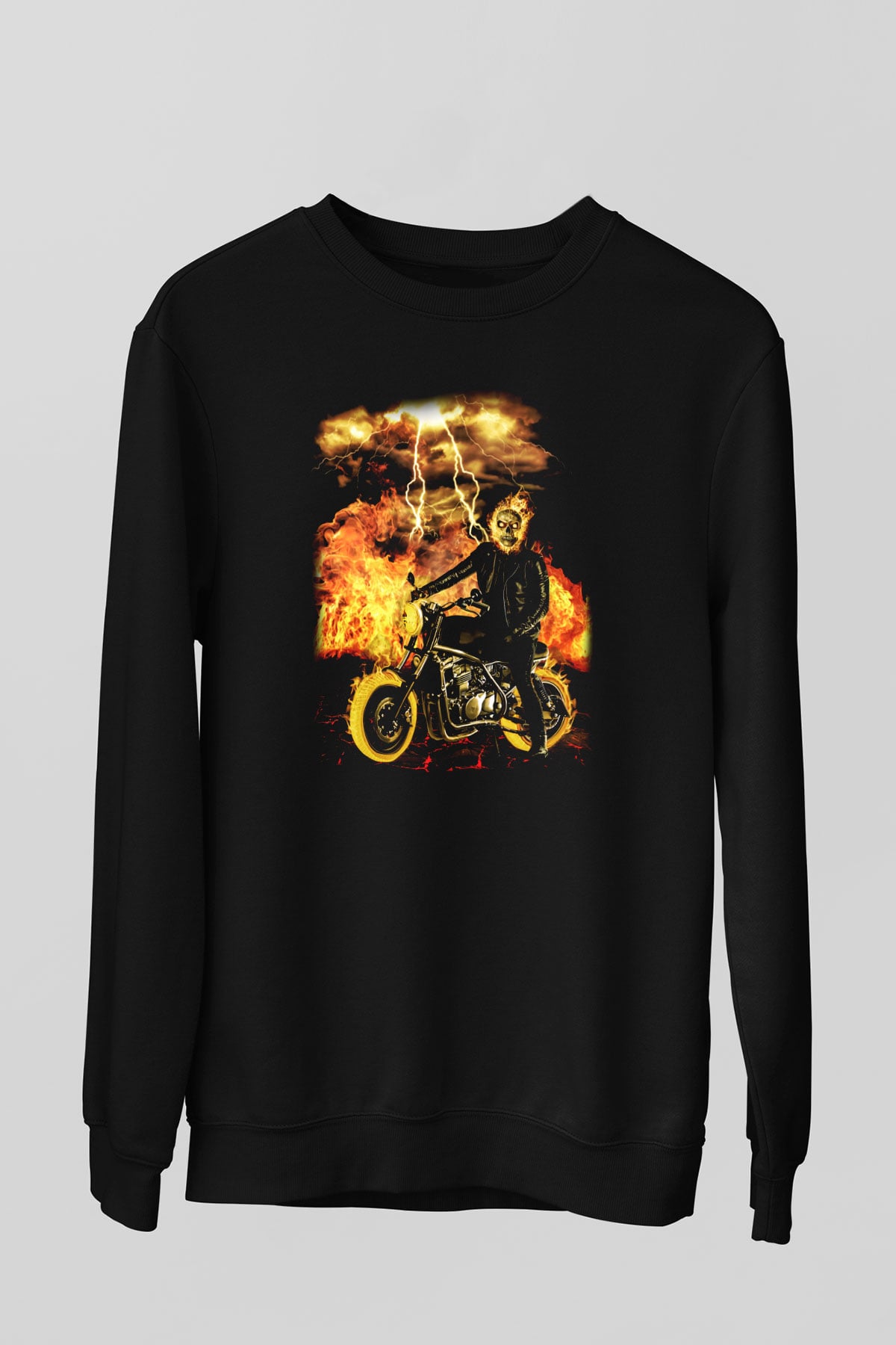 Ghost Rider Hayalet Sürücü Siyah Unisex Sweatshirt