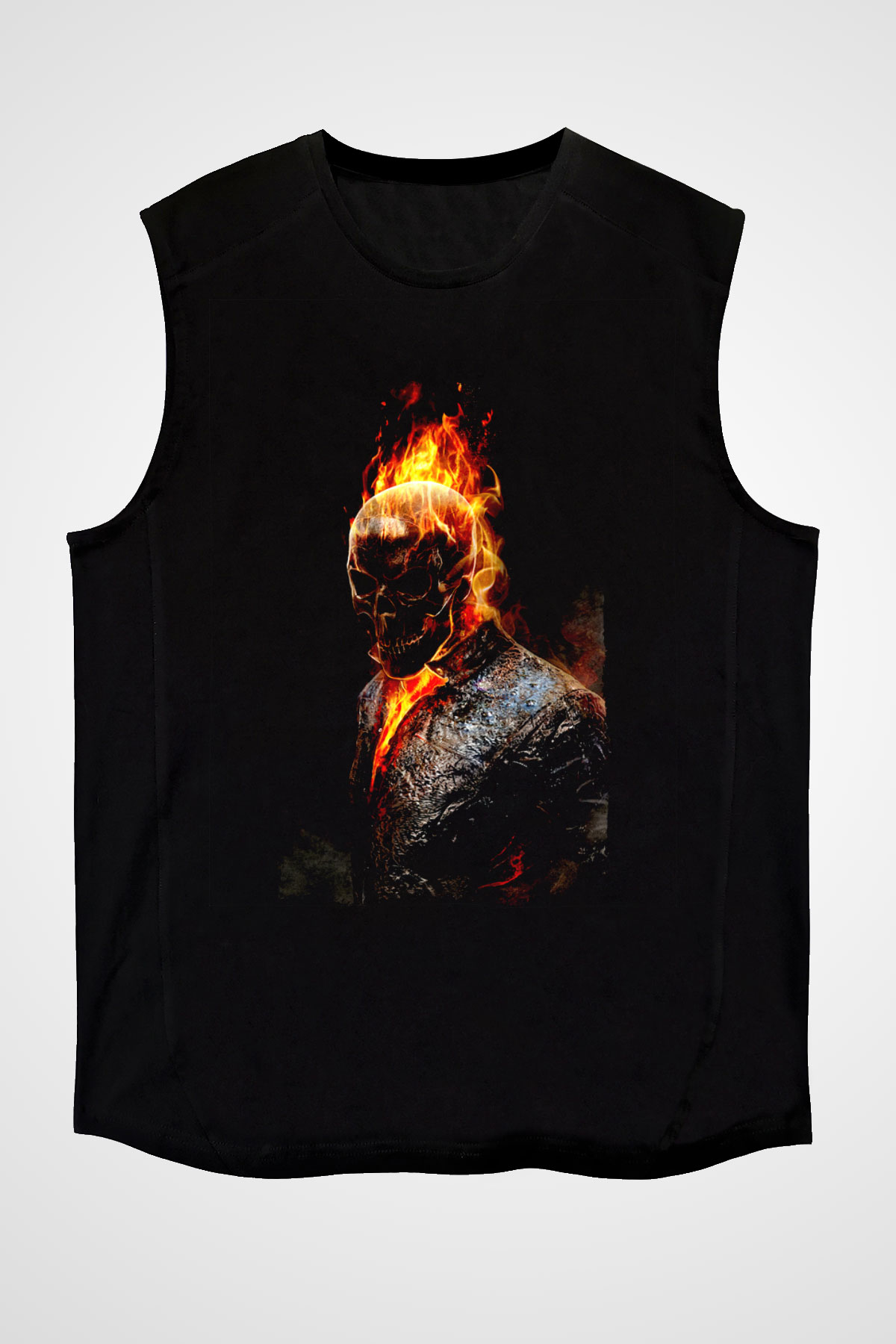 Ghost Rider Hayalet Sürücü Siyah Unisex  Kolsuz Tişört