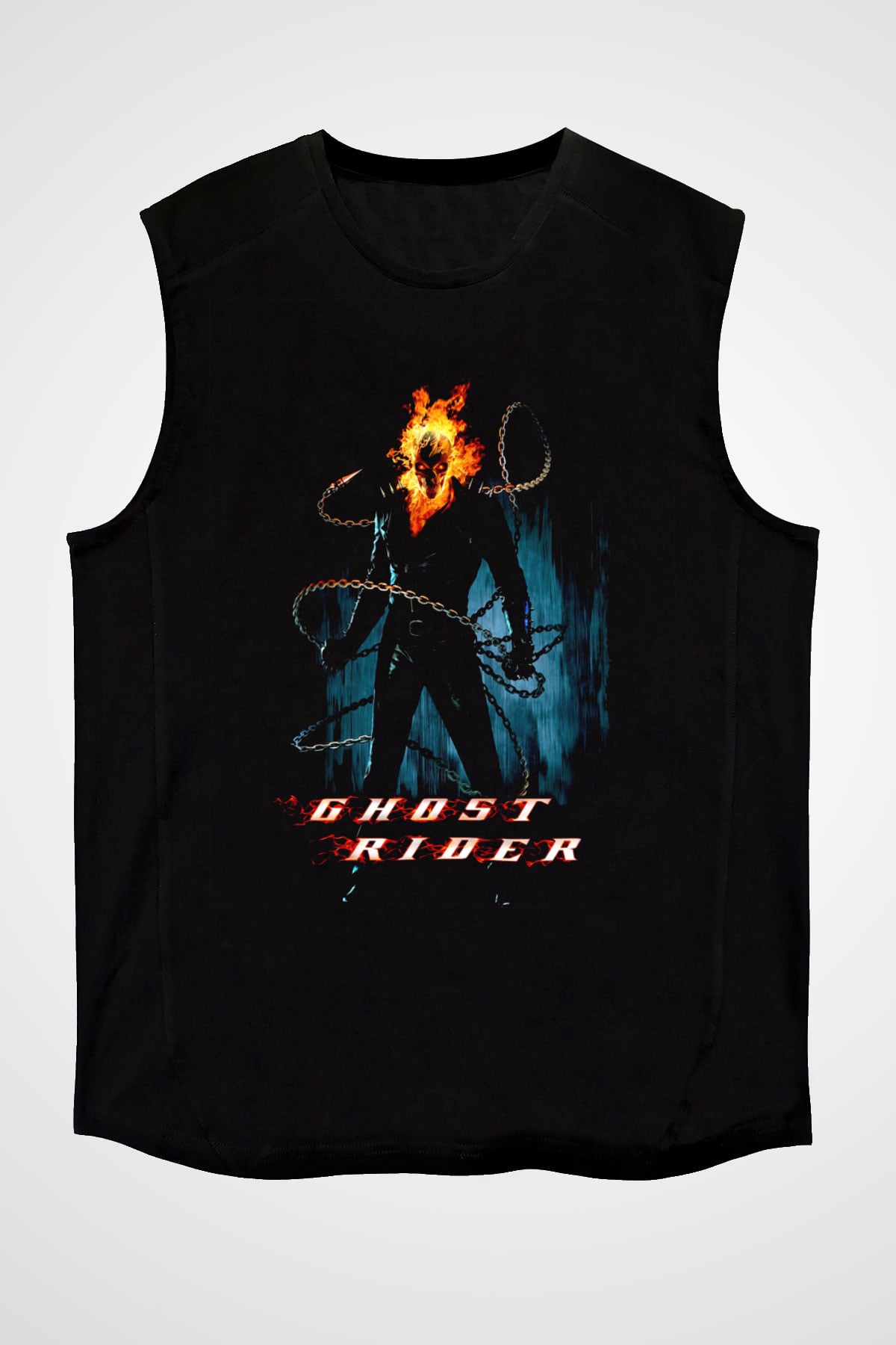 Ghost Rider Hayalet Sürücü Siyah Unisex  Kolsuz Tişört