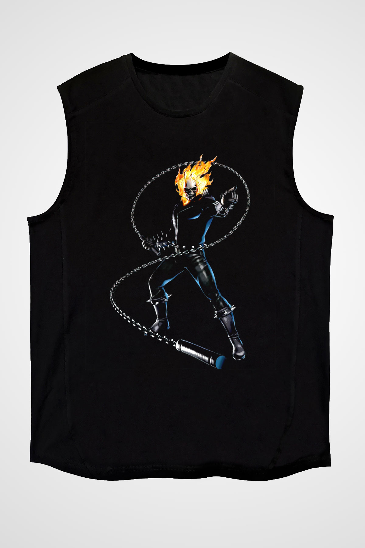 Ghost Rider Hayalet Sürücü Siyah Unisex  Kolsuz Tişört
