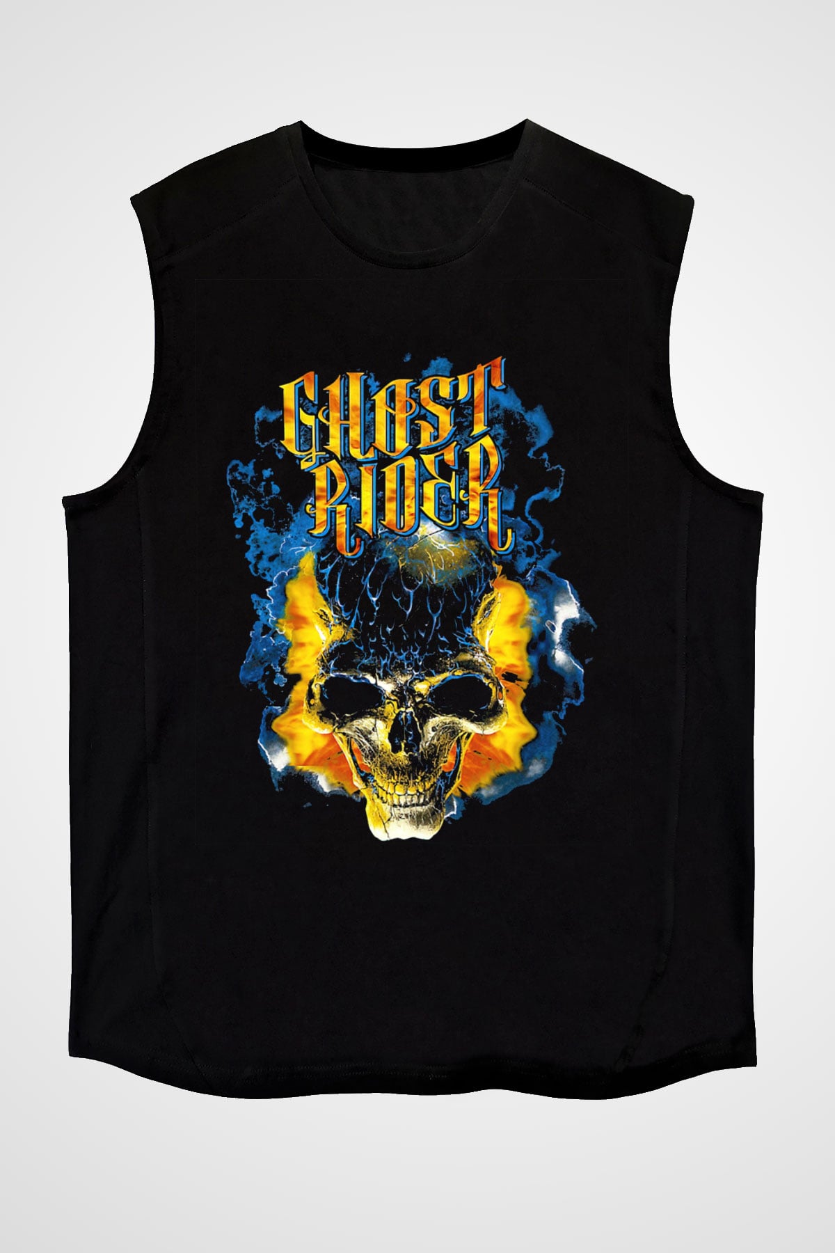 Ghost Rider Hayalet Sürücü Siyah Unisex  Kolsuz Tişört