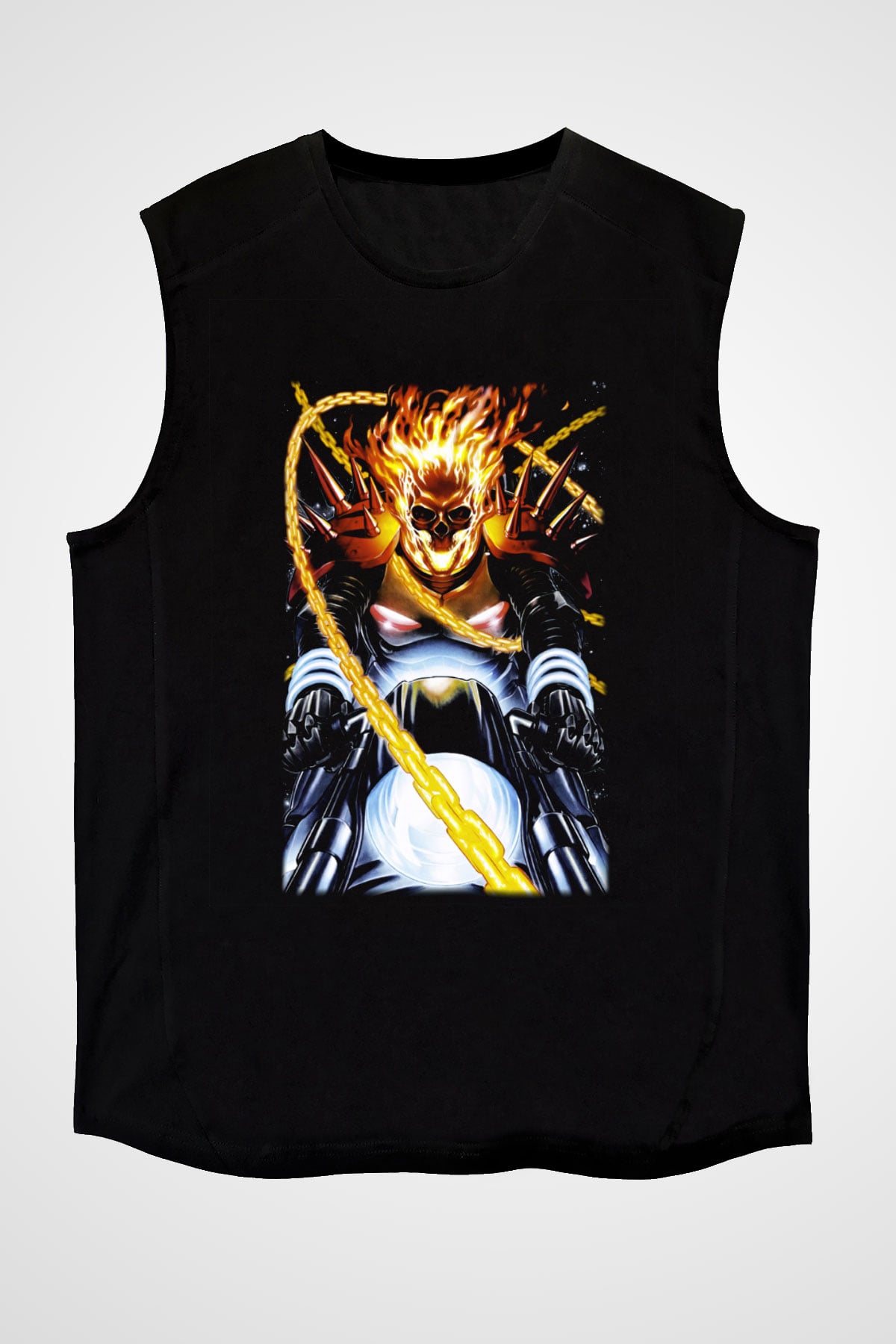 Ghost Rider Hayalet Sürücü Siyah Unisex Kolsuz Tişört