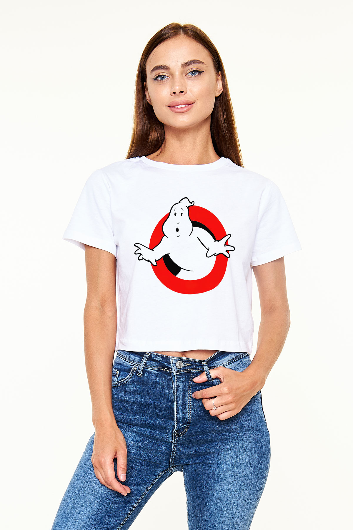 Ghostbusters Hayalet Avcıları Beyaz Croptop Tişört