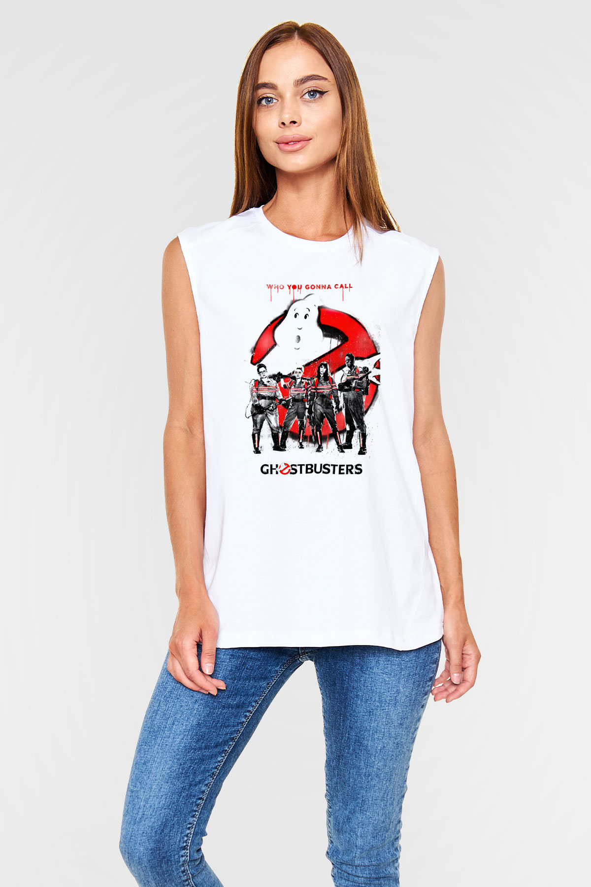 Ghostbusters Hayalet Avcıları Beyaz Unisex Kolsuz Tişört