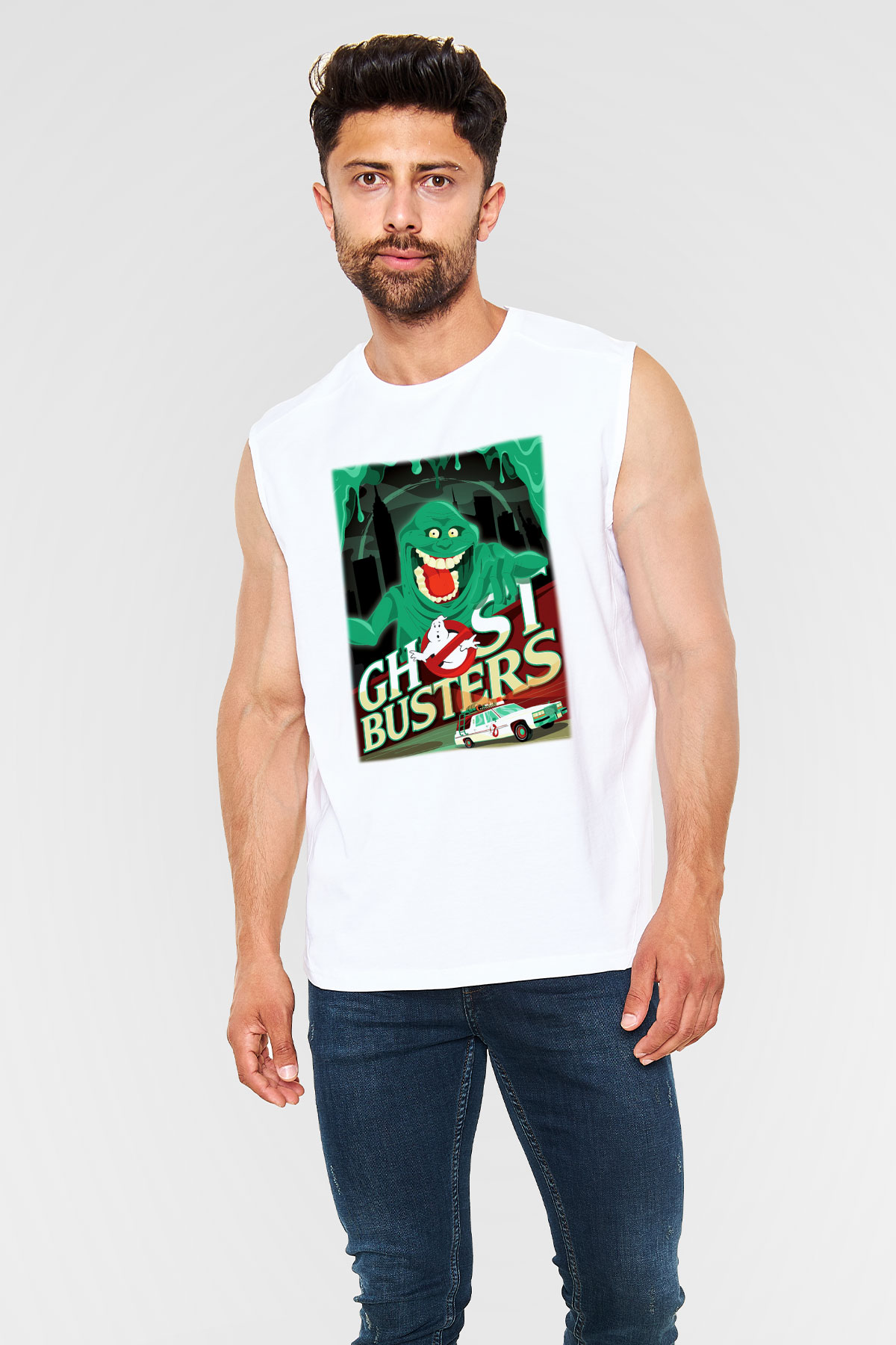 Ghostbusters Hayalet Avcıları Beyaz Unisex Kolsuz Tişört