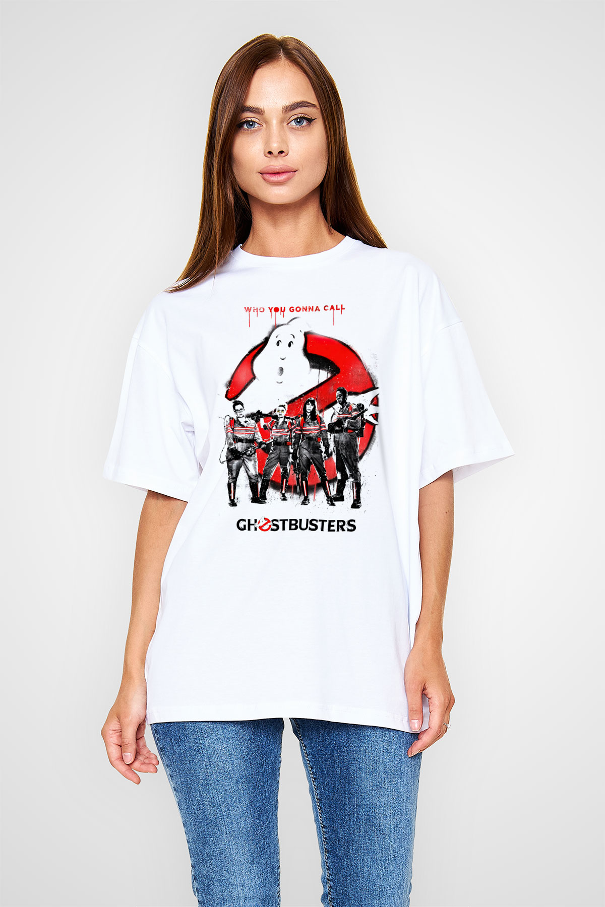 Ghostbusters Hayalet Avcıları Beyaz Unisex Oversize Tişört T-Shirt