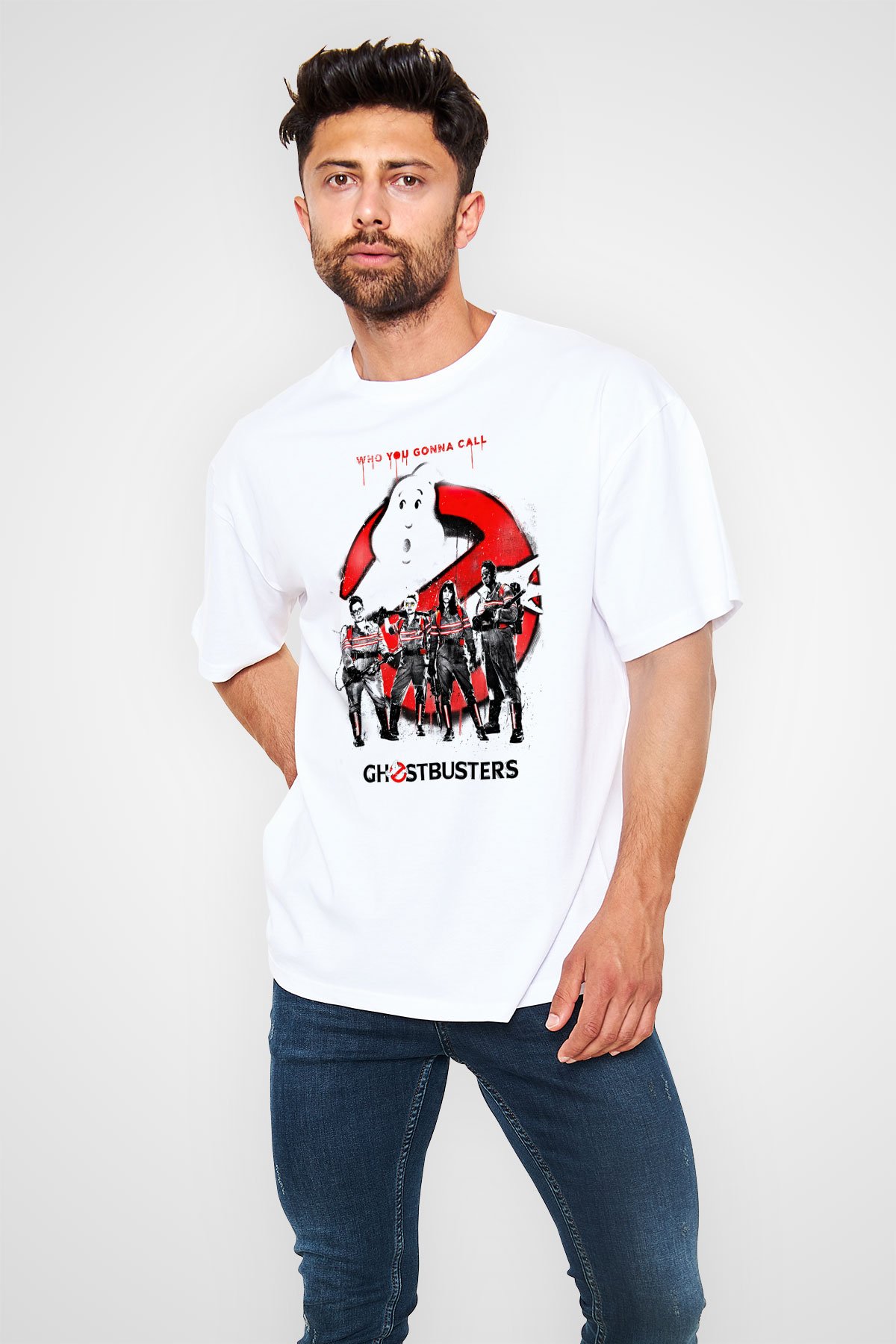 Ghostbusters Hayalet Avcıları Beyaz Unisex Oversize Tişört T-Shirt