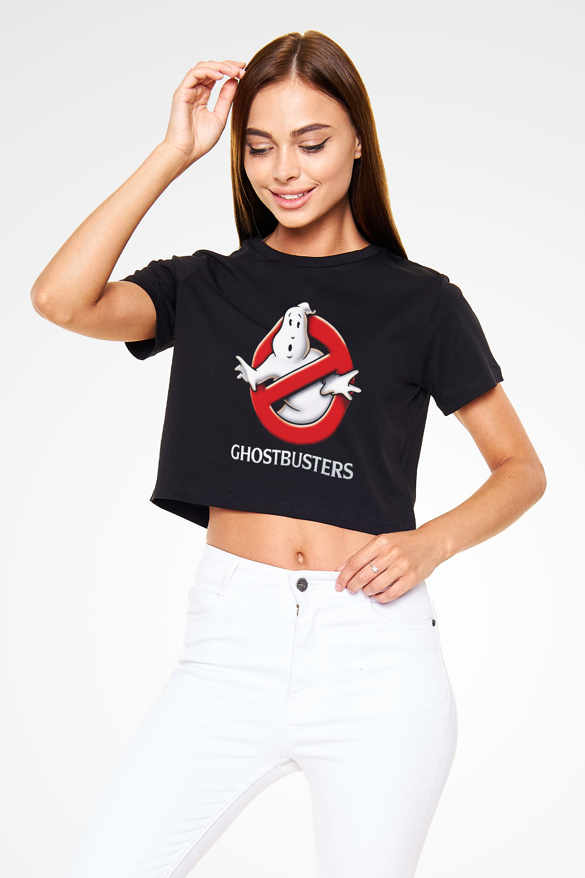 Ghostbusters Hayalet Avcıları Siyah Crop Top Tişört