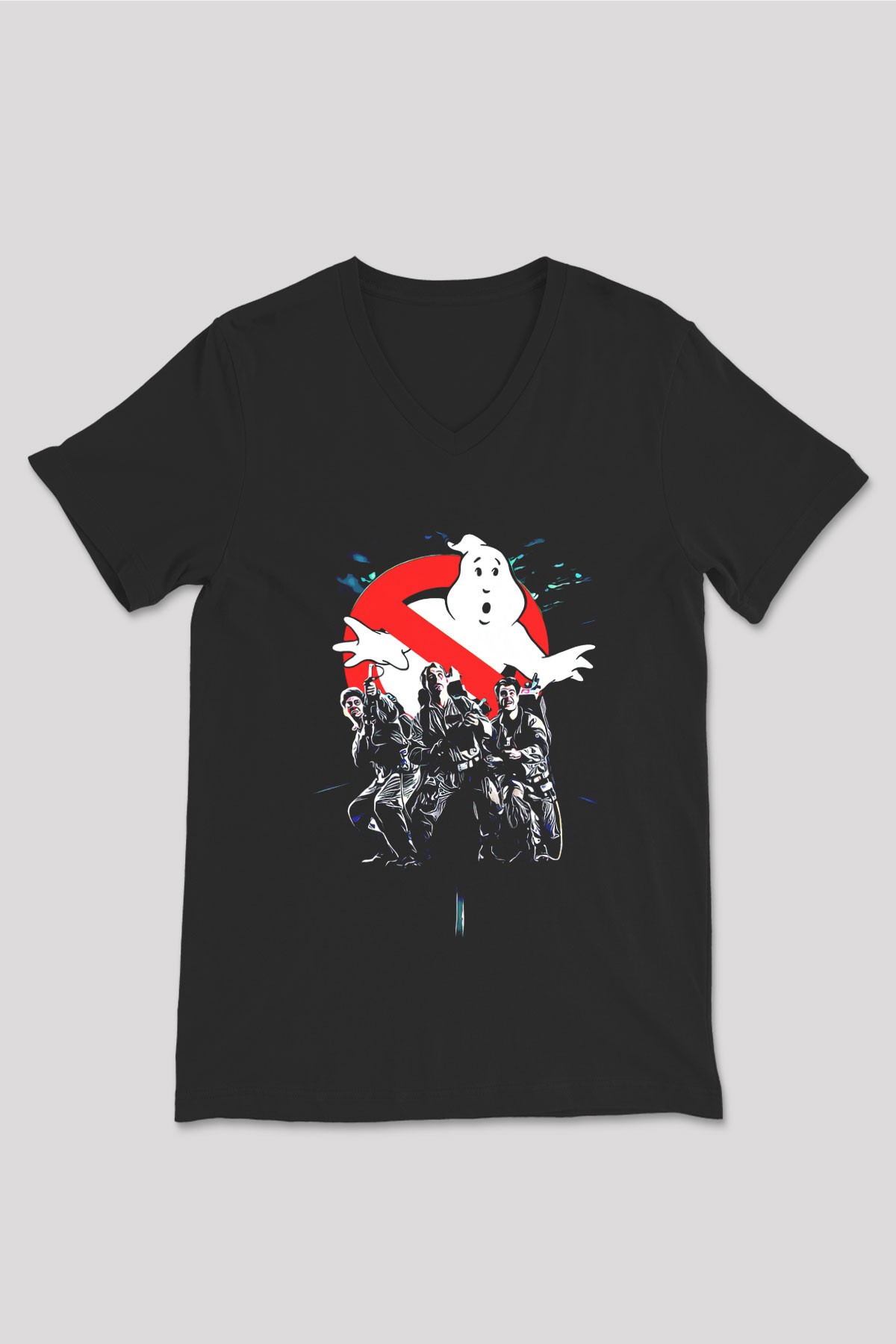 Ghostbusters Hayalet Avcıları Siyah Unisex V Yaka Tişört