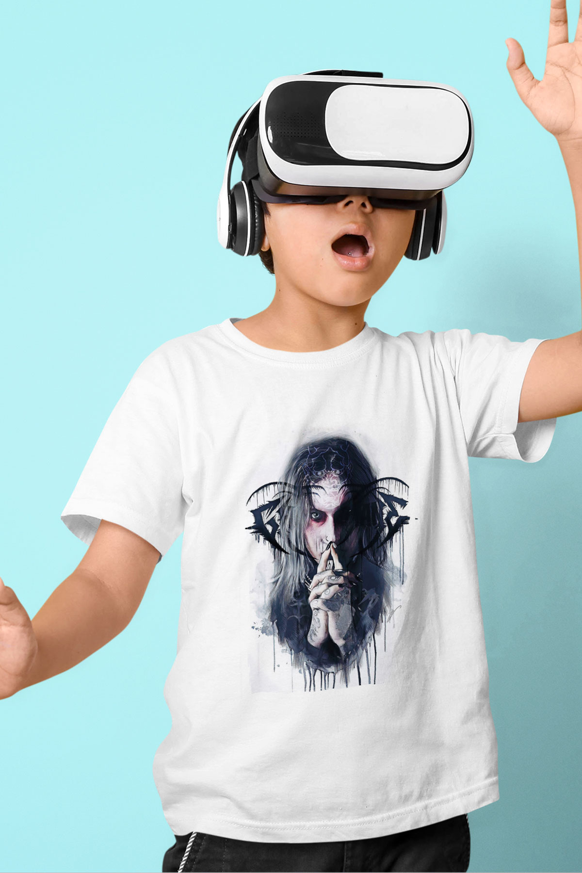 Ghostemane Baskılı Beyaz Unisex Beyaz Çocuk Tişört - Tshirt