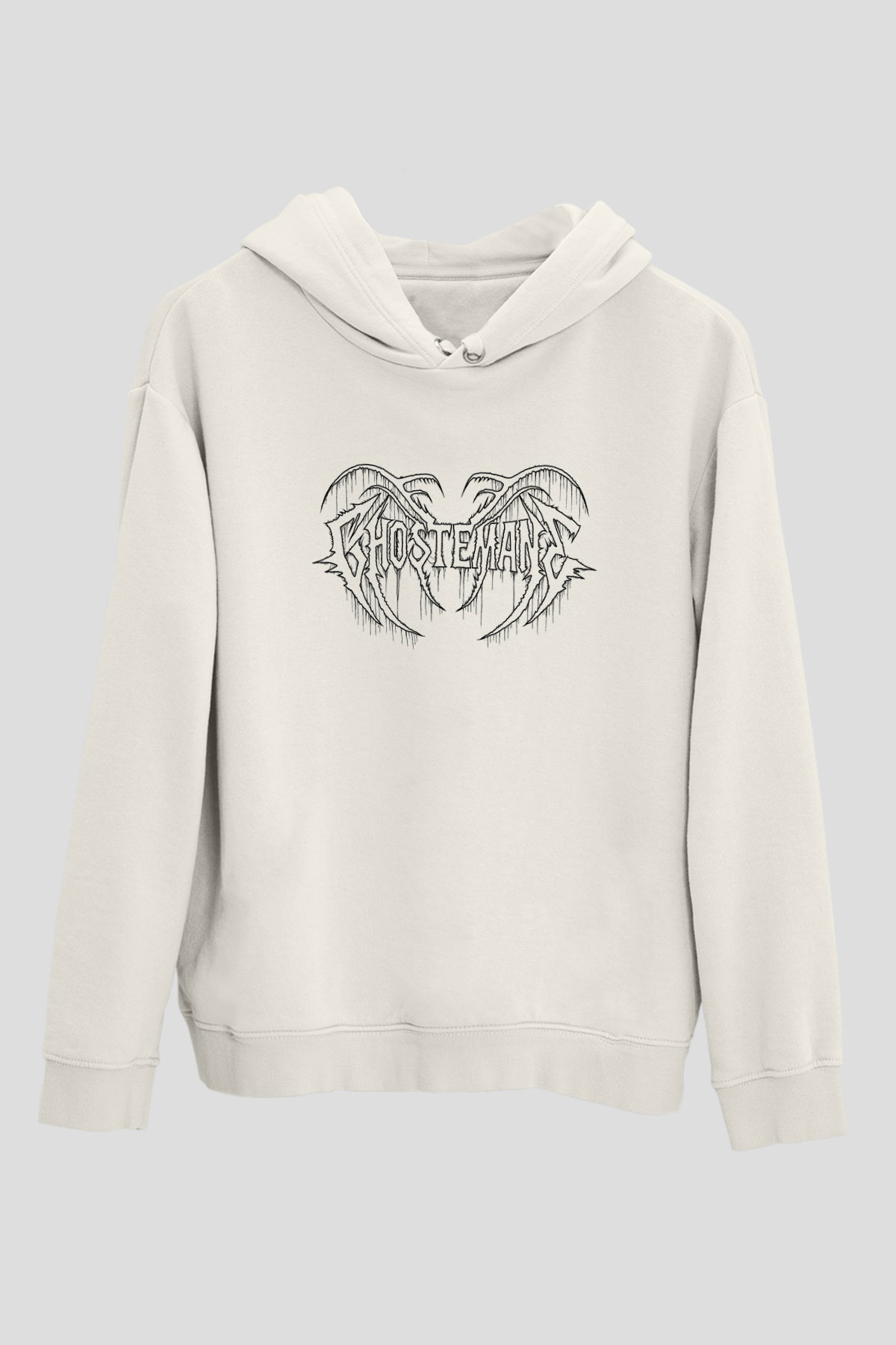 Ghostemane Baskılı Beyaz Unisex Kapüşonlu Sweatshirt