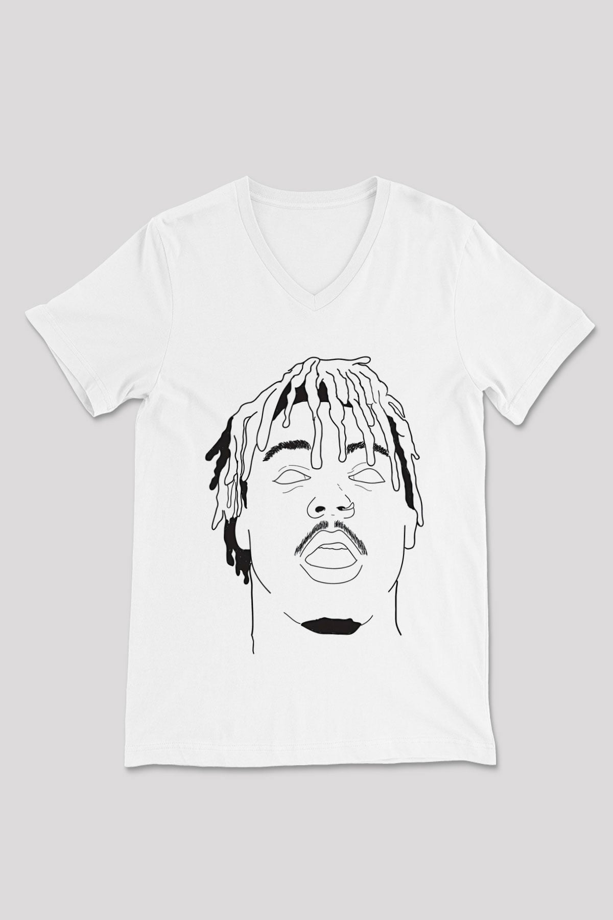 Ghostemane Baskılı Unisex Siyah V Yaka Tişört - Tshirt