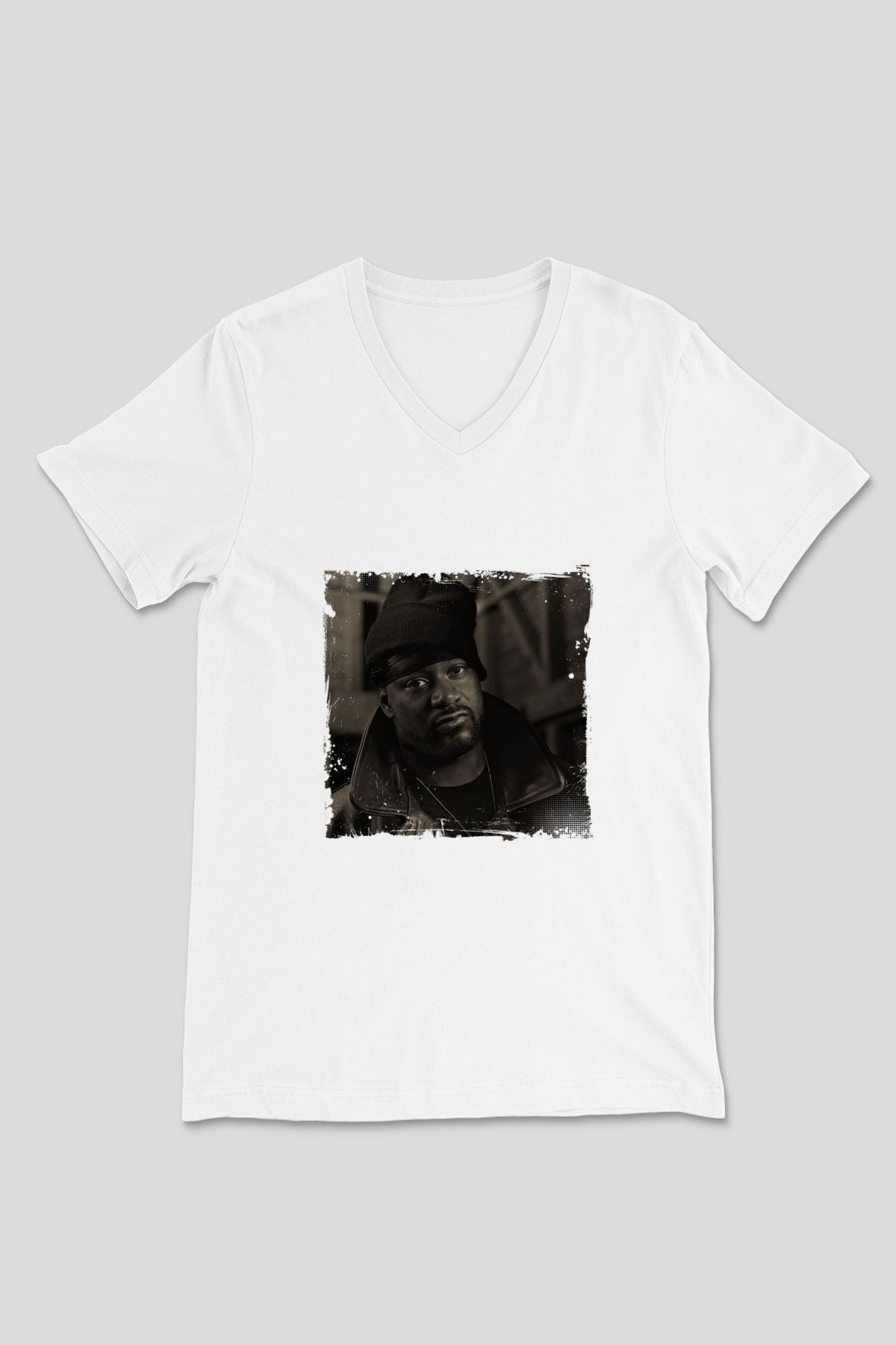Ghostface Killah Baskılı Beyaz V Yaka Unisex Tişört