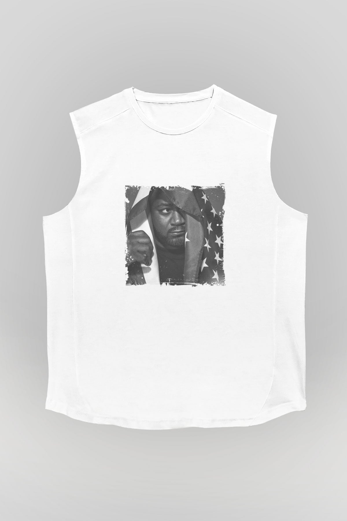 Ghostface Killah Baskılı Unisex Beyaz Kolsuz Tişört