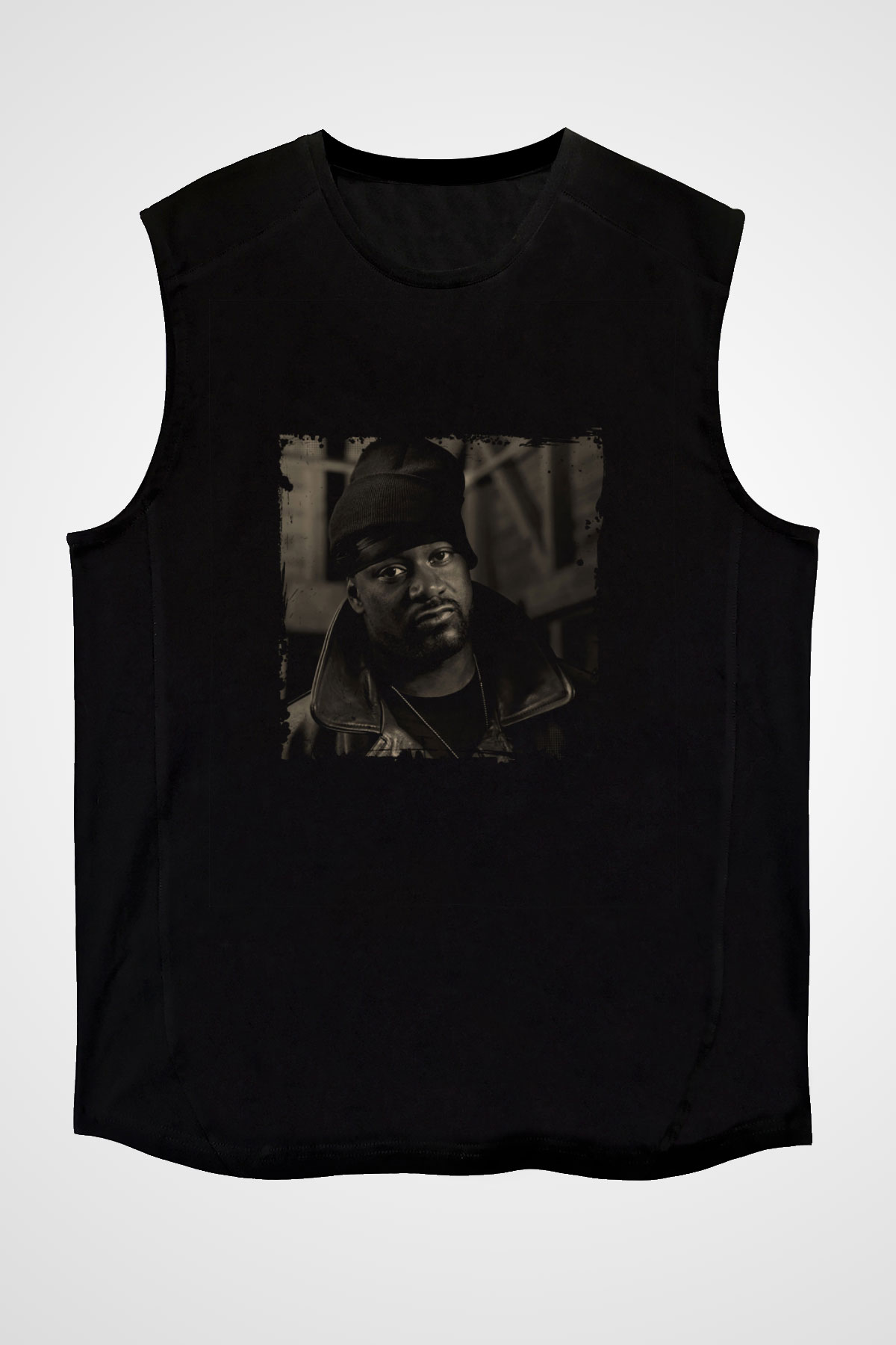 Ghostface Killah Baskılı Unisex Siyah Kolsuz Tişört