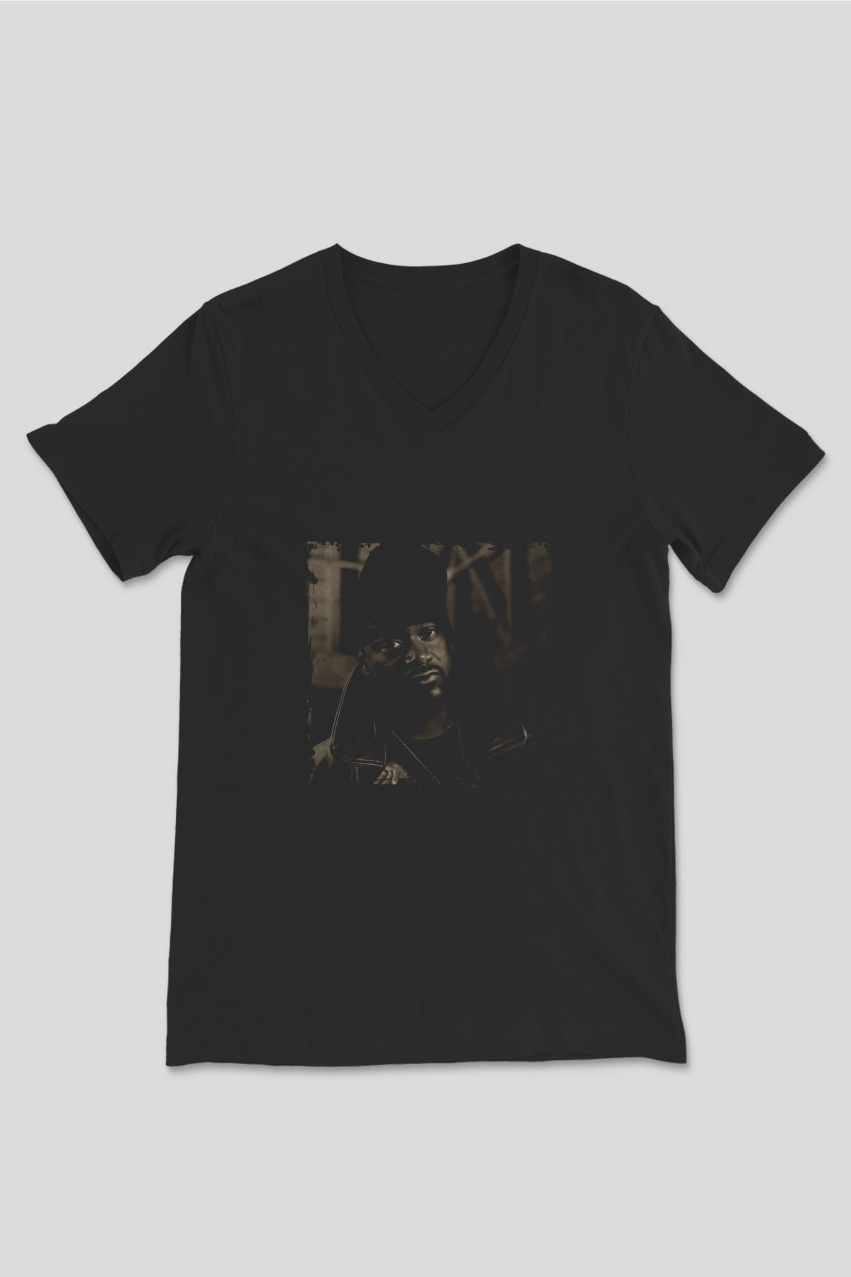 Ghostface Killah Baskılı Unisex Siyah V Yaka Tişört